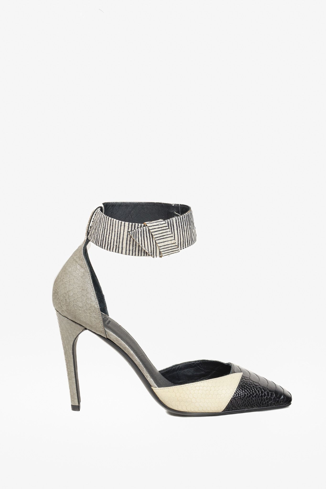 Mugler Mugler Black & White Mix-Material Strap Heels Size US 5.5 / IT 35.5 - 1 Thumbnail
