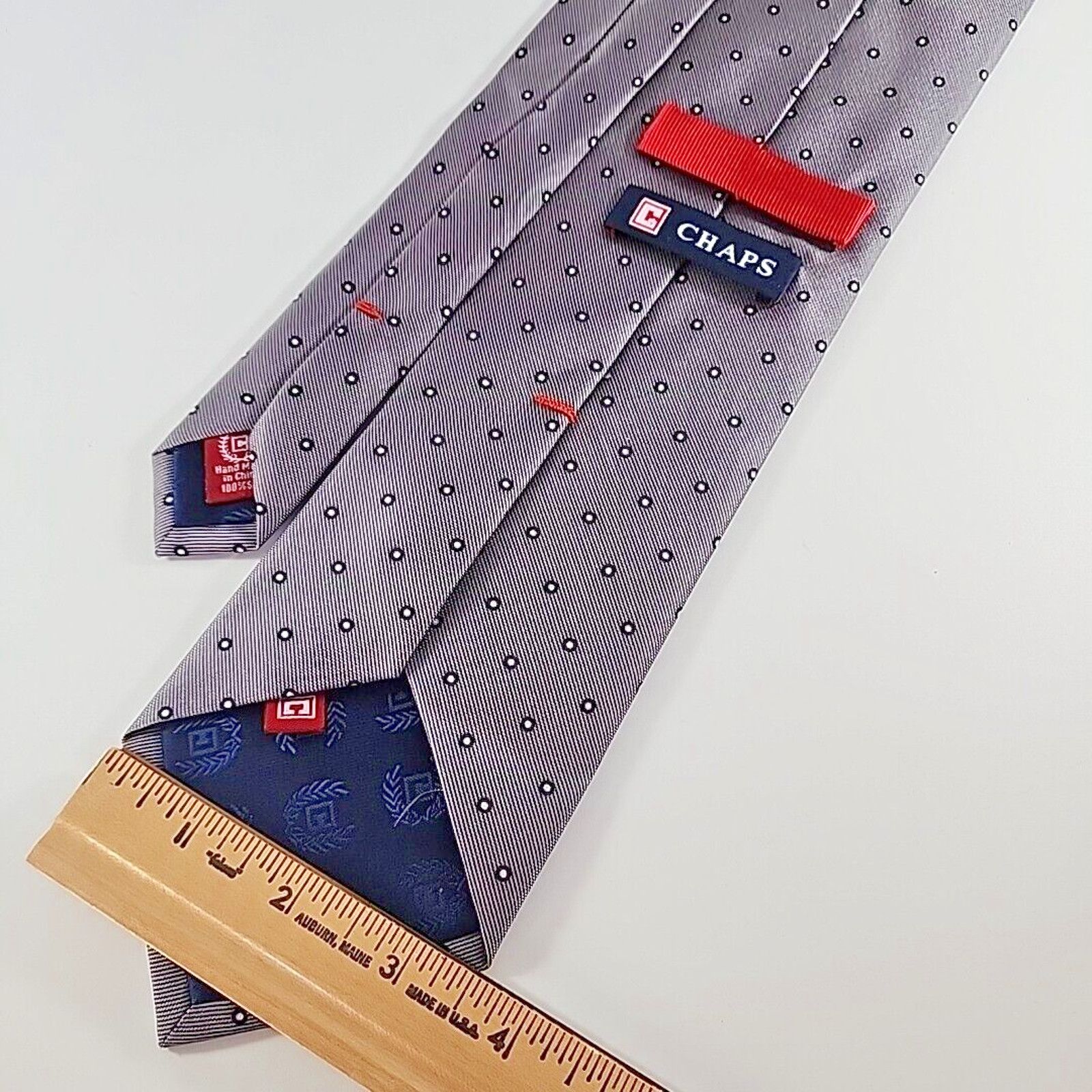 Chaps Chaps Gray with White Polka Dots Necktie - Like New Size ONE SIZE - 2 Thumbnail