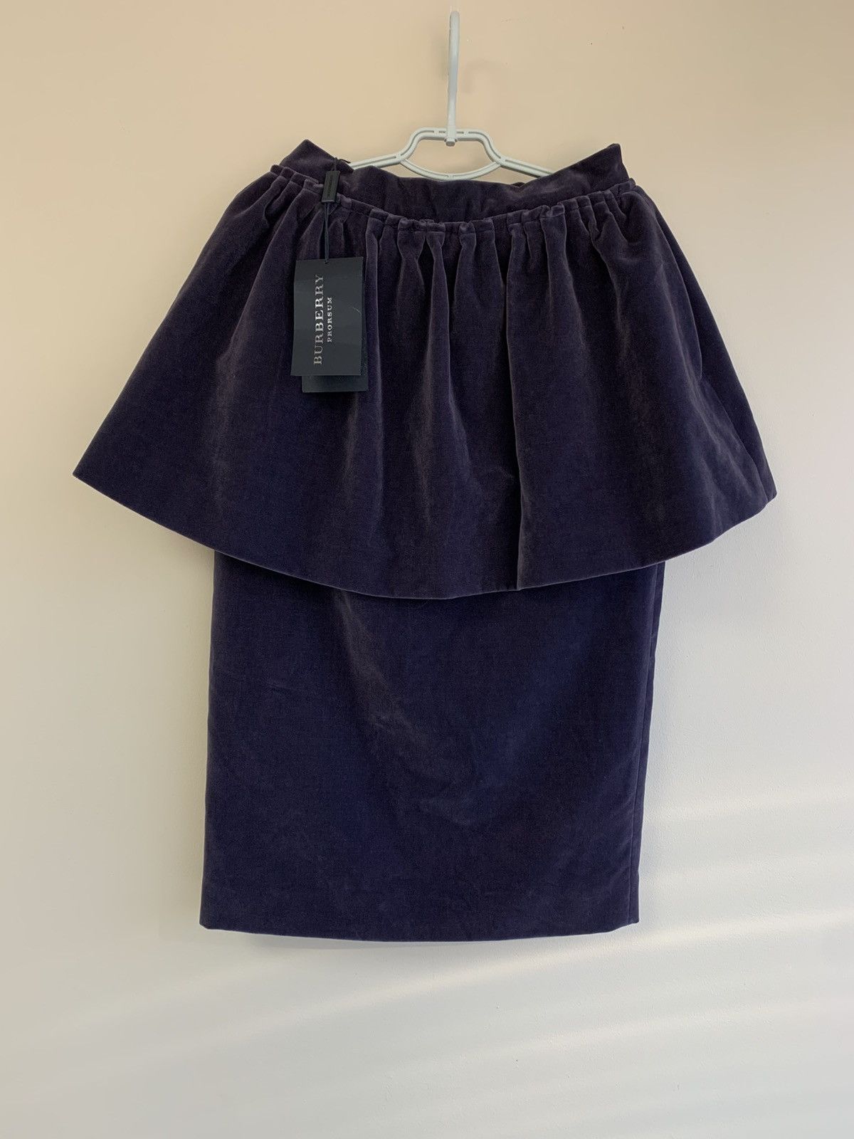 Burberry Prorsum Navy Velvet Patterned Skirt Women ITALY