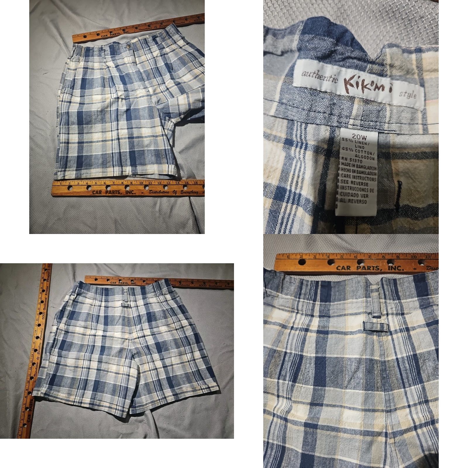 Vintage VINTAGE Kikomo Shorts Womens 20w Blue Plaid Linen Blend Surf Washed Pants High Size 42" / US 20 - 8 Thumbnail