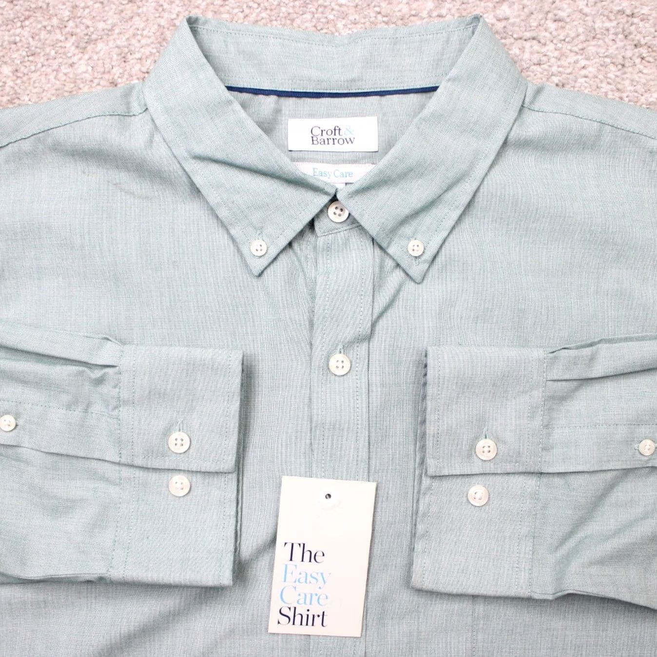 Croft & Barrow Croft & Barrow Shirt Mens 2XL Green Easy Care Wrinkle Resistant Button-Up L/S Cotton Blend Slimming Casual/Workwear 90s Theme Mens Size US XXL / EU 58 / 5 - 2 Thumbnail