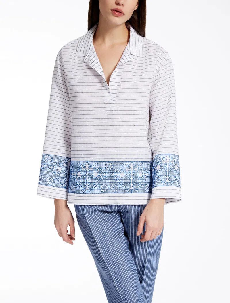 Max Mara Max Mara Pure Linen Striped Tunic Top Size M / US 6-8 / IT 42-44 - 1 Thumbnail