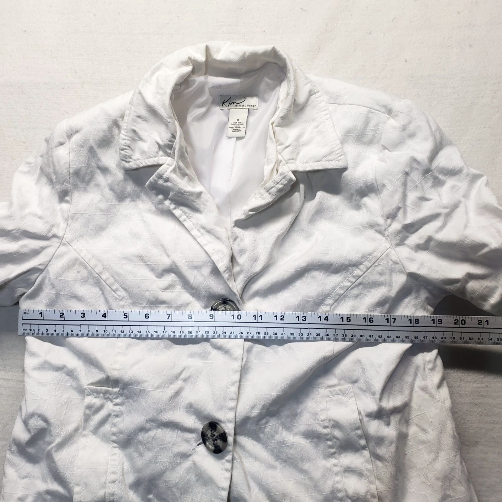Vintage Kim Rogers Women's Jacket Solid White Button-Down Acrylic Blend Size 14 Office Casual Size XL / US 12-14 / IT 48-50 - 4 Thumbnail
