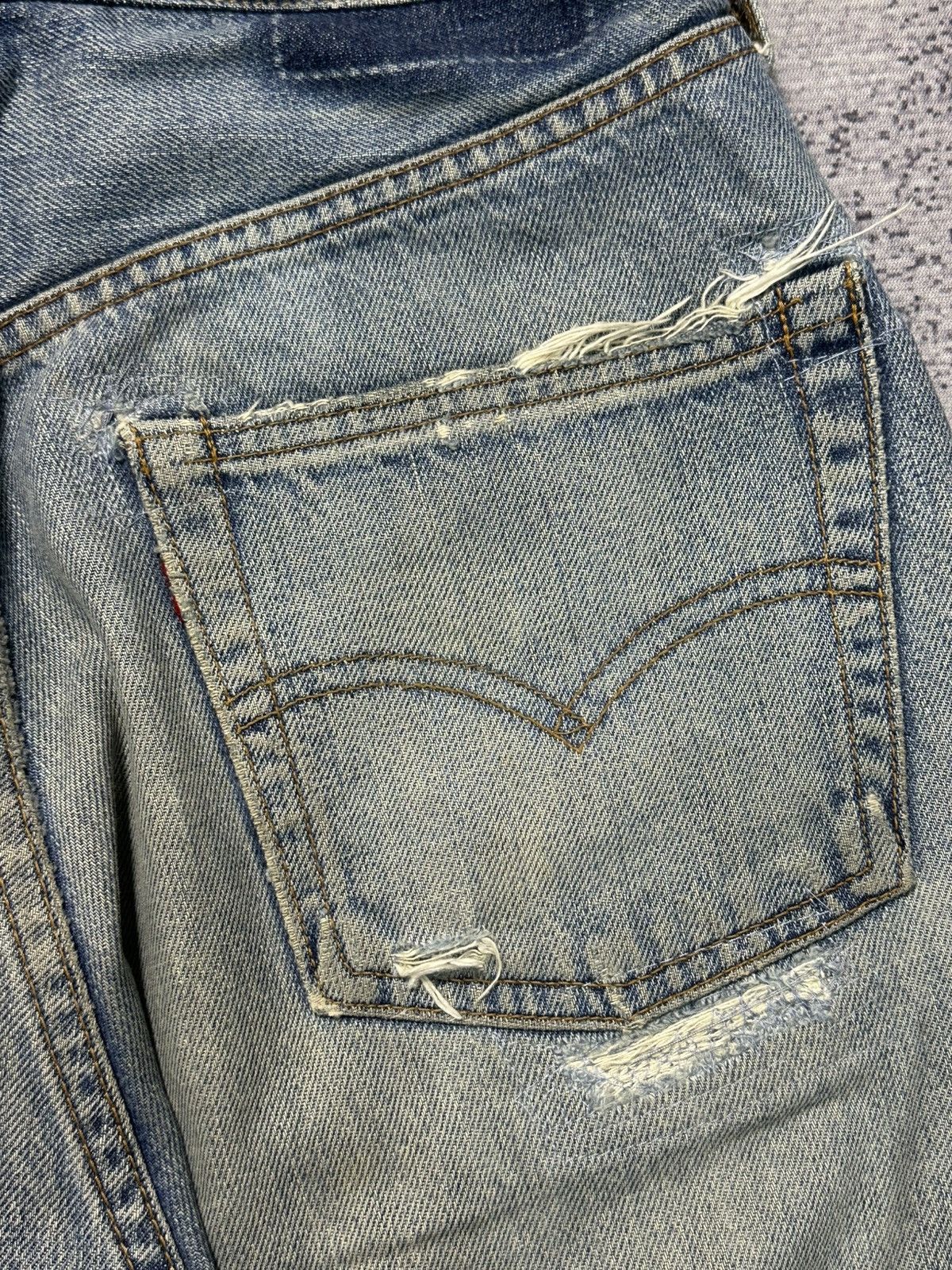 Kapital Vintage Levis 501 Button J22 Selvedge Distressed Denim Jeans Size US 27 - 17 Thumbnail