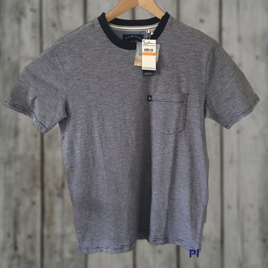Original Penguin Original Penguin Shirt Mens Small Slub Navy Striped Pocket T-Shirt 100% Cotton Size US S / EU 44-46 / 1 - 1 Thumbnail