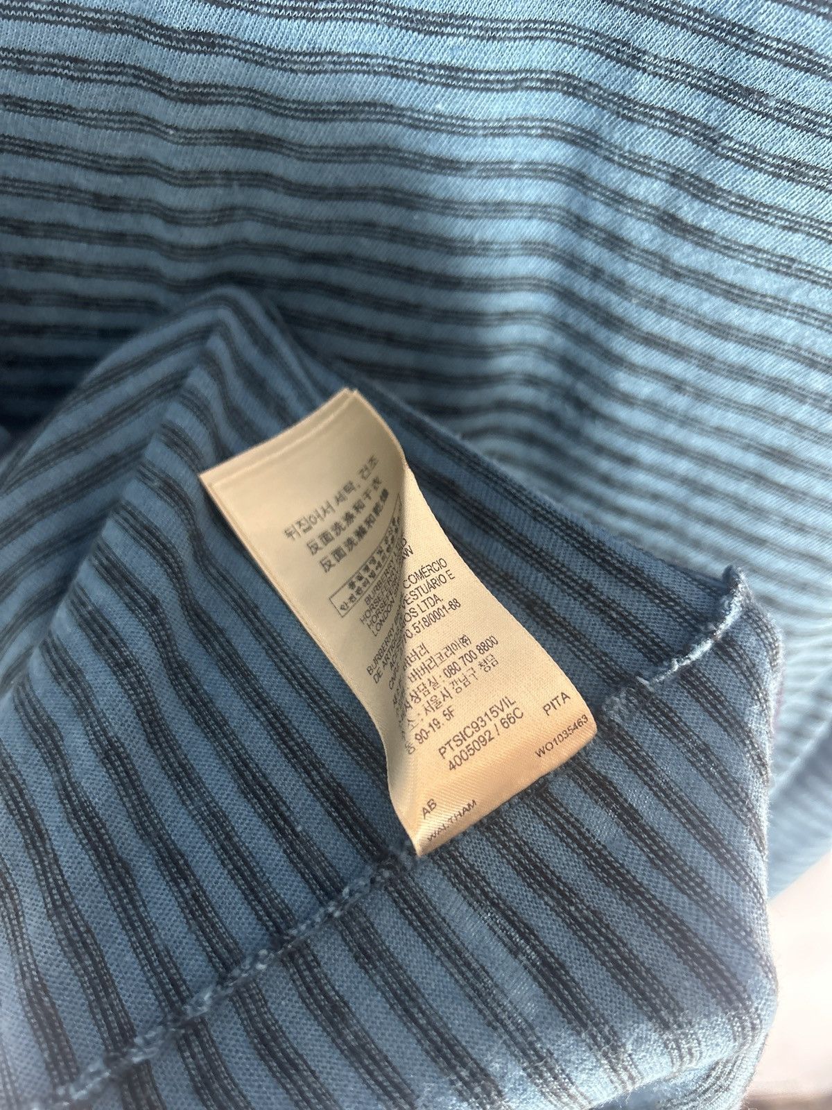 Burberry Burberry Brit Striped Pocket Cotton Linen Blend T-shirt Size US L / EU 52-54 / 3 - 7 Thumbnail