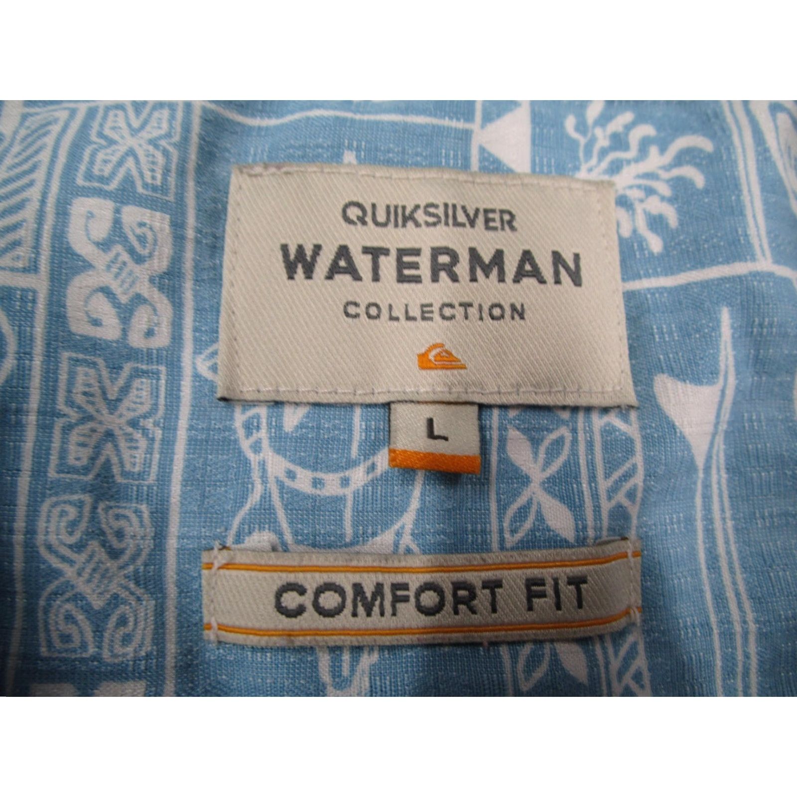 Quiksilver Quiksilver Waterman Shirt Mens Large Blue Aloha Hawaiian Comfort Fit Boat Fish Size US L / EU 52-54 / 3 - 4 Thumbnail