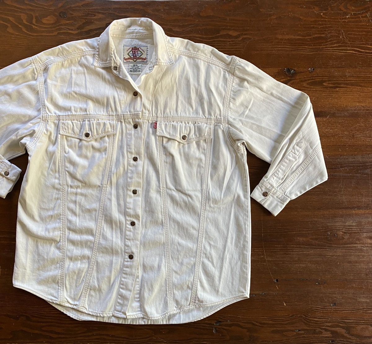 Levi's Vintage 90’s Levi’s Women’s White Long Sleeve Snap Button Up Size M / US 6-8 / IT 42-44 - 1 Thumbnail