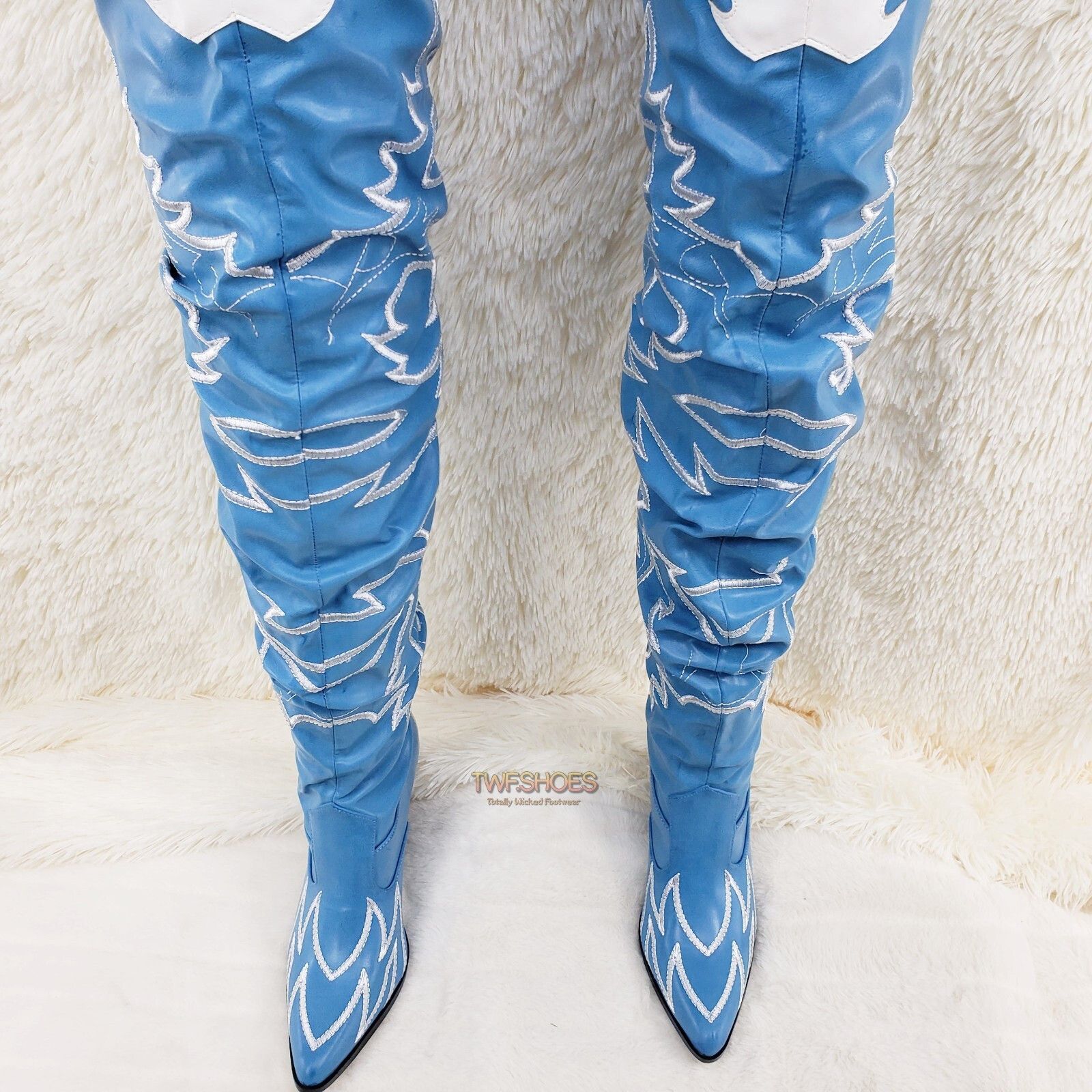 Other Kelsey 21 Rock Star Turquoise & White Western Slouch OTK Thi Size US 8.5 / IT 38.5 - 7 Thumbnail