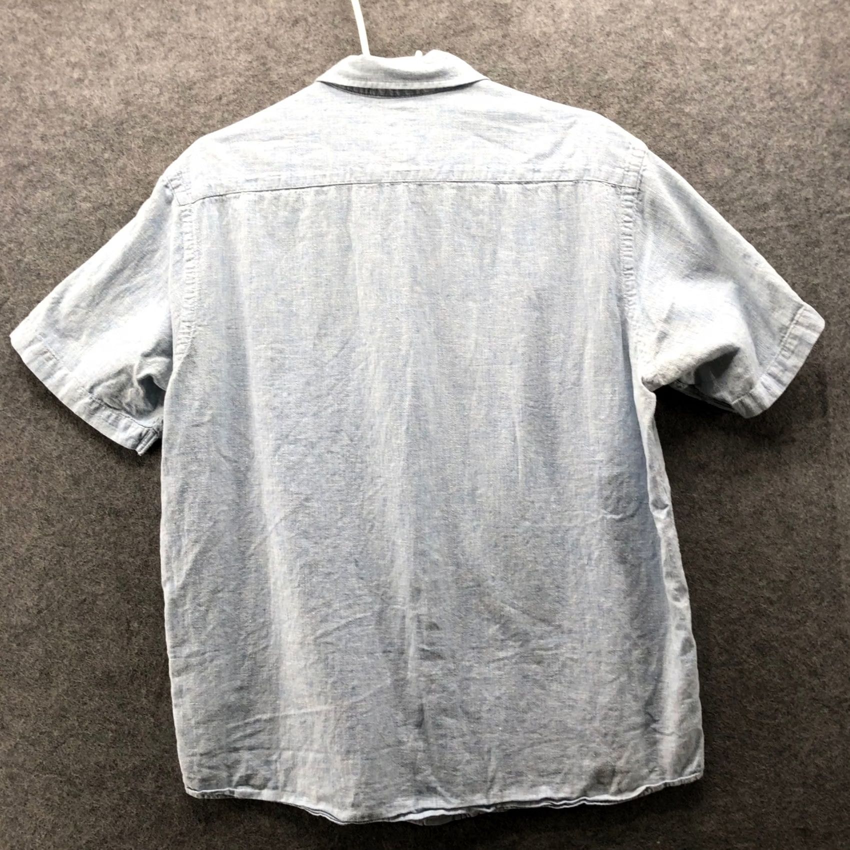 H&M H&M Cotton Linen Shirt Mens M Short Sleeve Button Up Light Blue Heather Size US M / EU 48-50 / 2 - 2 Thumbnail