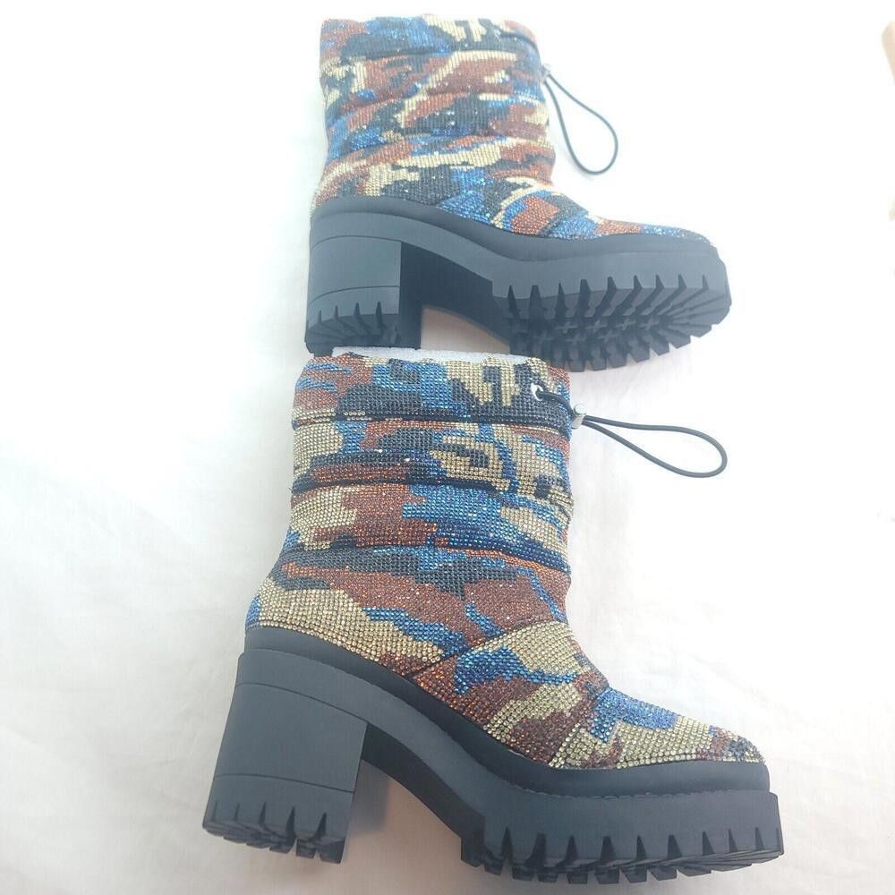 Steve Madden Steve Madden Women's Phoenix Blue Brown Camo Heeled Boots Size US 7 / IT 37 - 5 Thumbnail