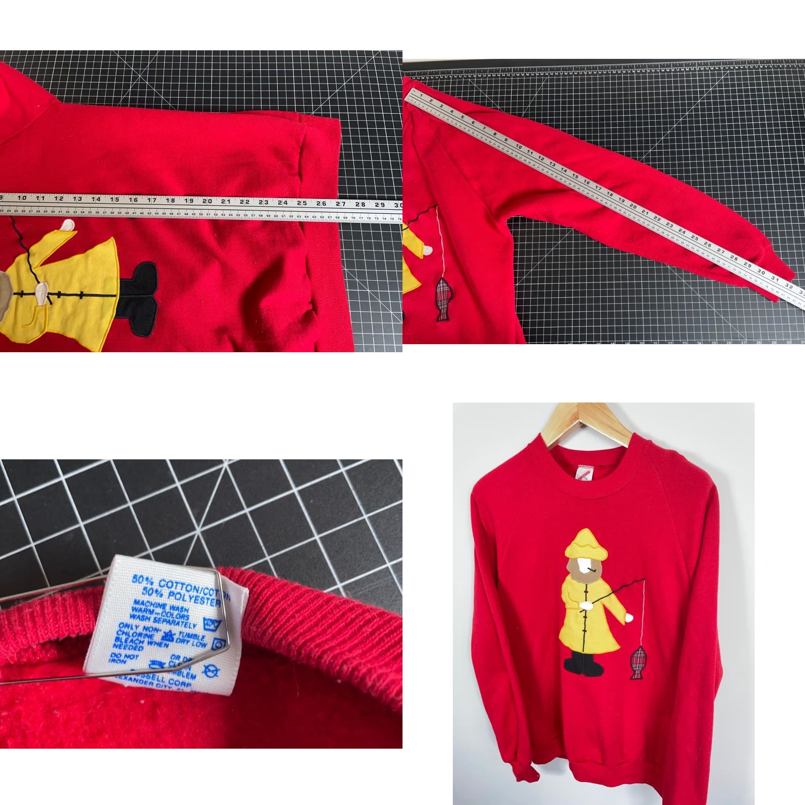 Jerzees VINTAGE Jerzees Sweatshirt Raglan Sleeve Red 90s Fisherman Applique XL Womens Size XL / US 12-14 / IT 48-50 - 8 Thumbnail