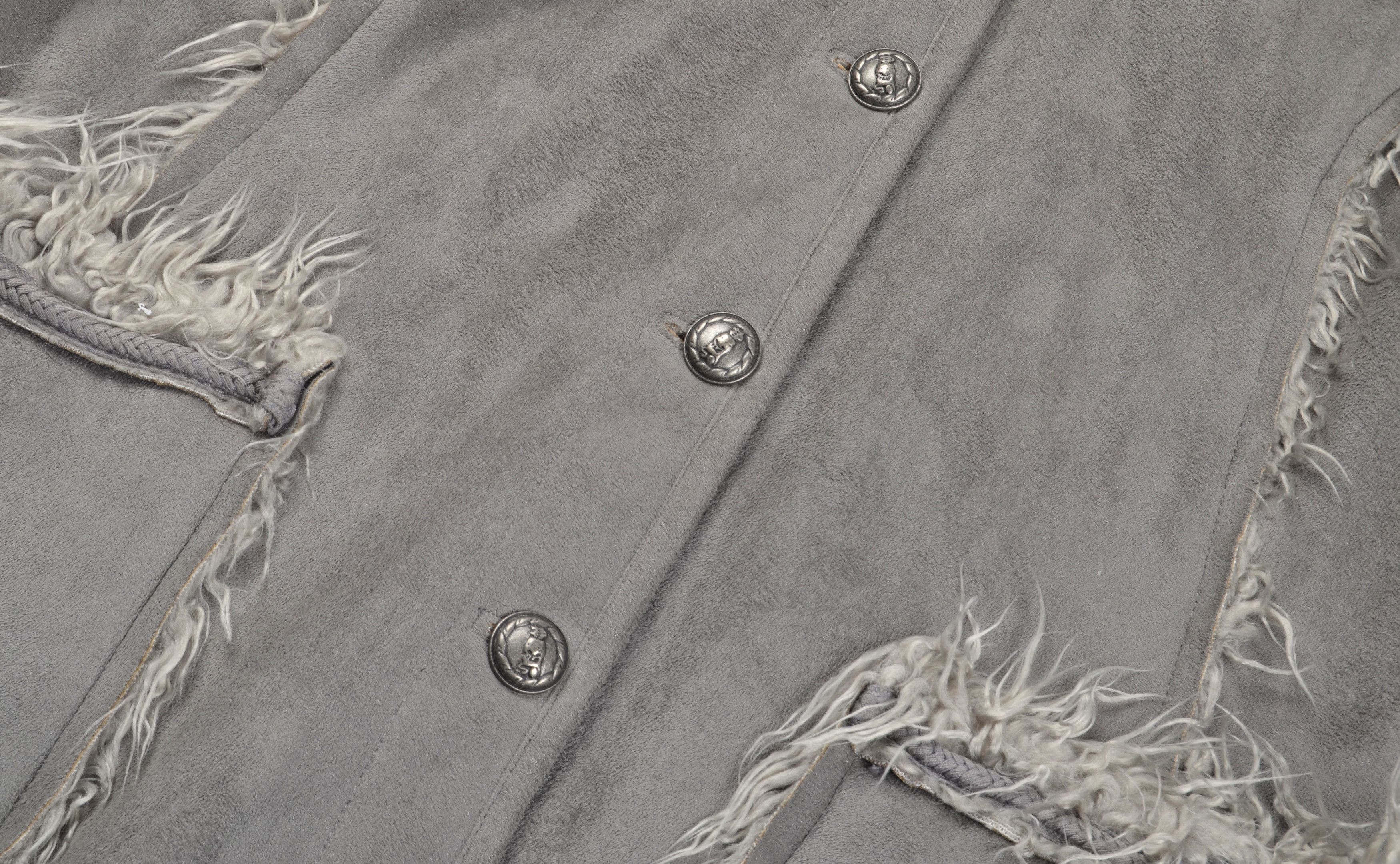 Vintage Vintage Nile Atelier Y2K Gray Faux Fur Boho Afghan Coat Size XL / US 12-14 / IT 48-50 - 4 Thumbnail