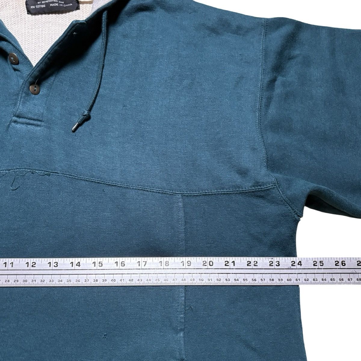 Other Vintage 90s Thermal Lined Henley Hoodie Sweatshirt Waffle L Size US L / EU 52-54 / 3 - 6 Thumbnail