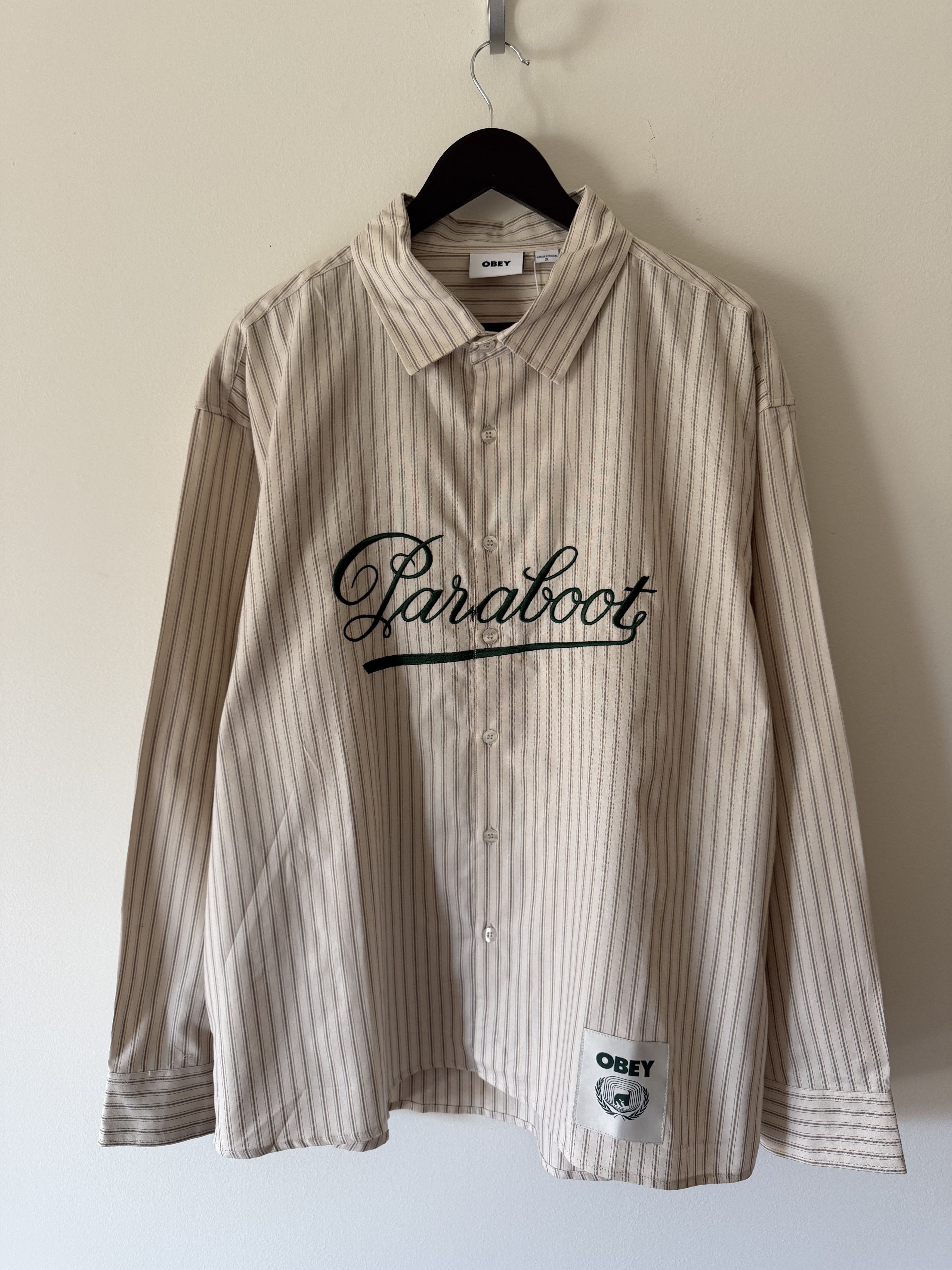 Paraboot Paraboot Obey Bochy Embroidered Button Up Shirt in Birch Size US XL / EU 56 / 4 - 1 Thumbnail