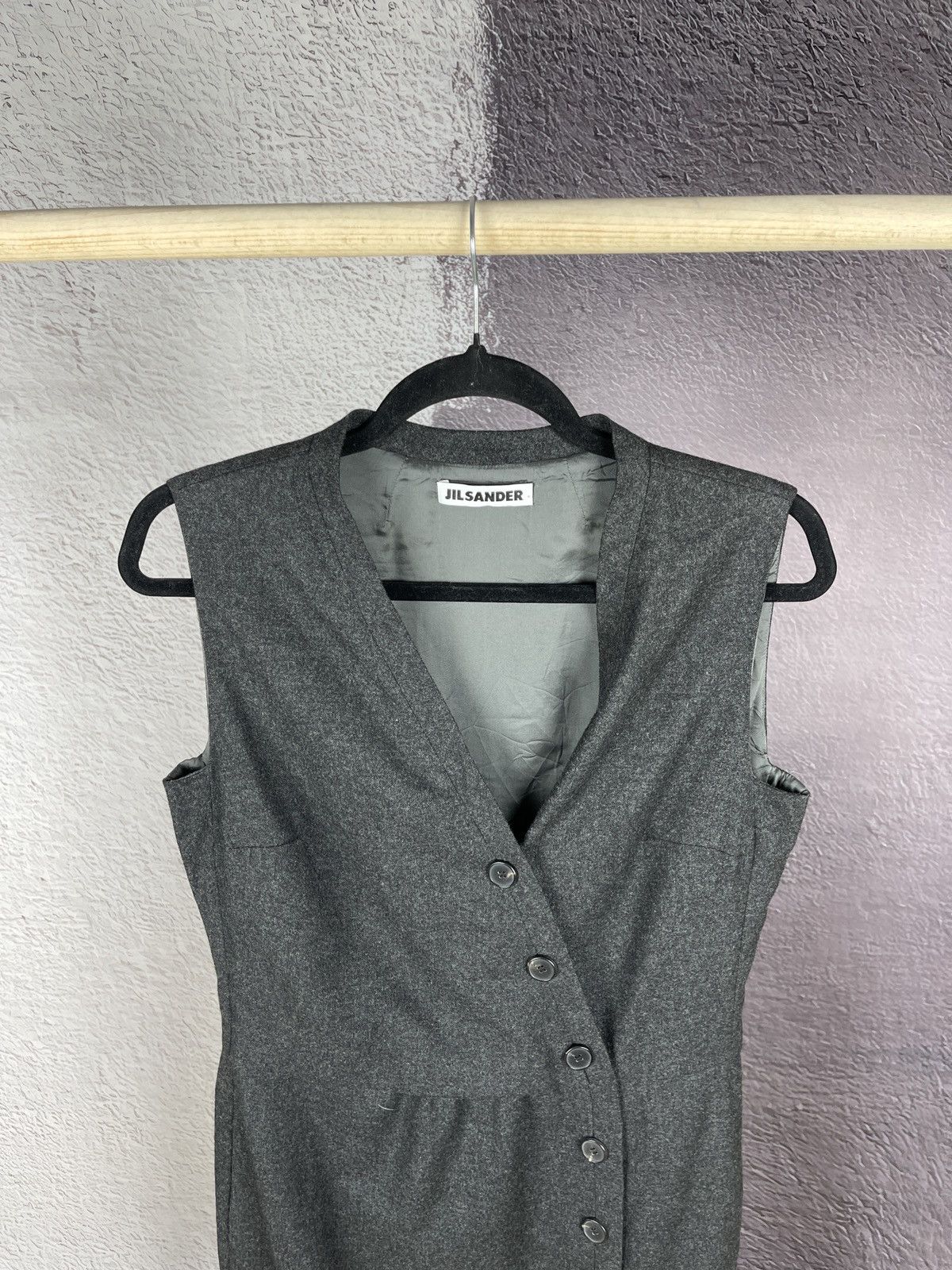 Jil Sander JIL SANDER grey wool cashmere Sleeveless Shift Dress Sz 40 Size S / US 4 / IT 40 - 3 Thumbnail