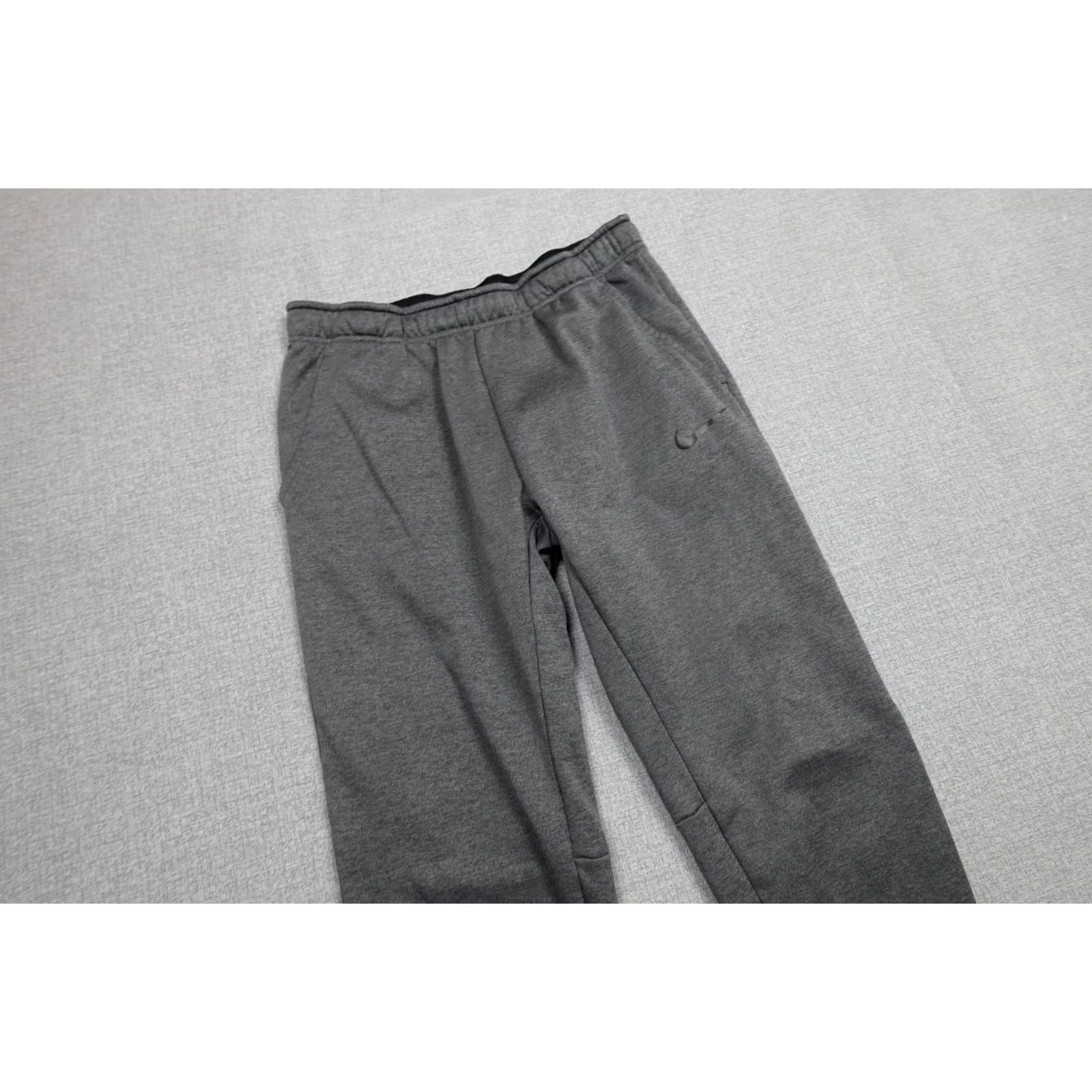 Nike Nike Dri-FIT Sweatpants Mens Large Gray Fleece Joggers Elastic Waist Athletic Pants Slim Tapered Casual Size US 33 - 2 Thumbnail