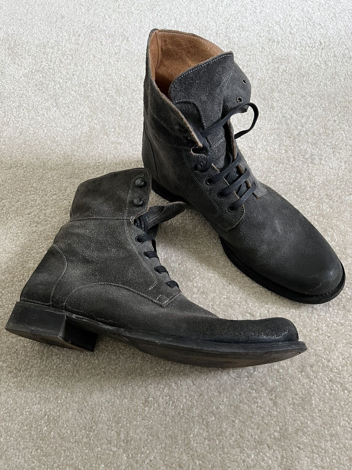 John Varvatos John Varvatos Grey Suede High Boots Grailed