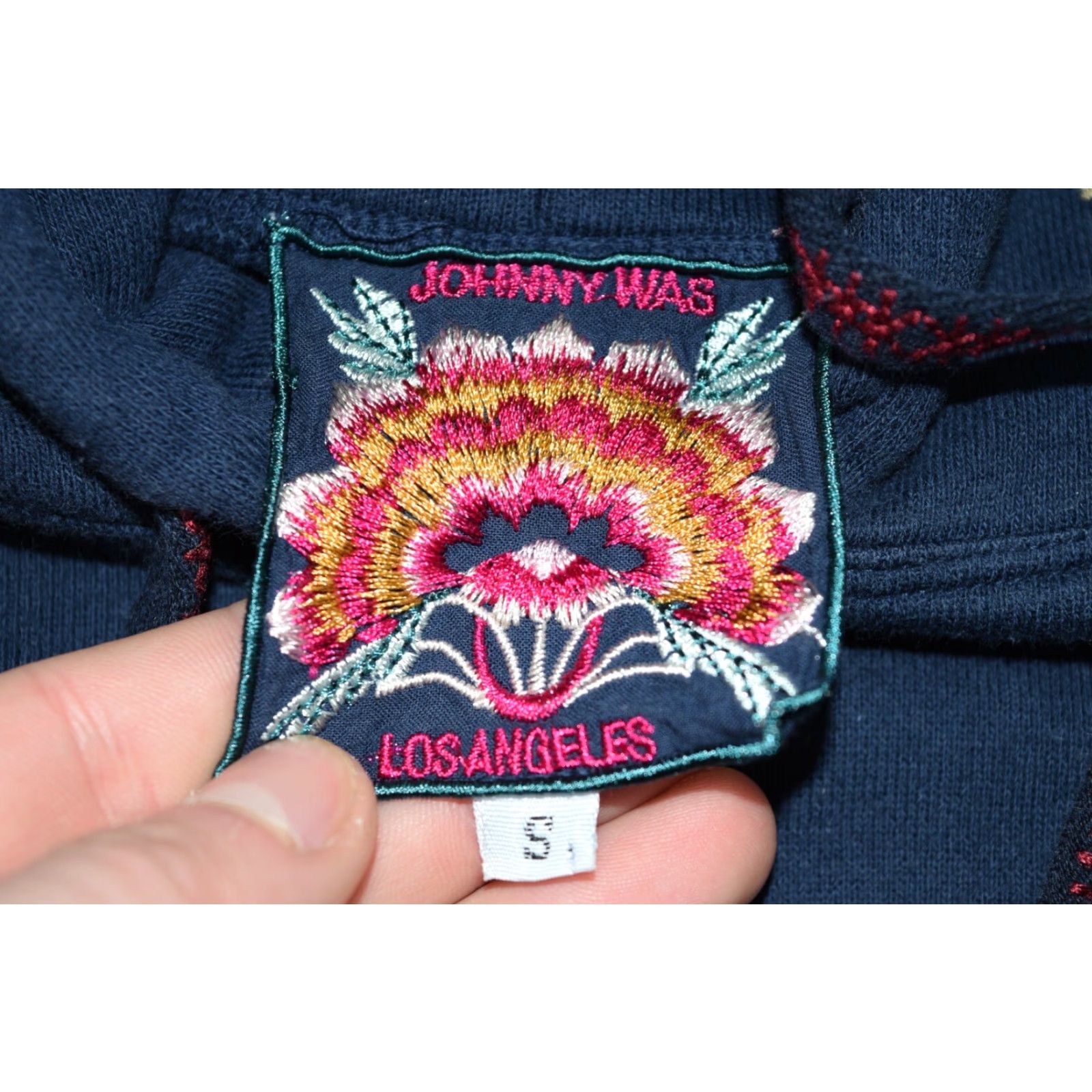 Johnny Was JOHNNY WAS Floral Pullover Hoodie Deep Blue Cotton Womens S Size S / US 4 / IT 40 - 6 Thumbnail