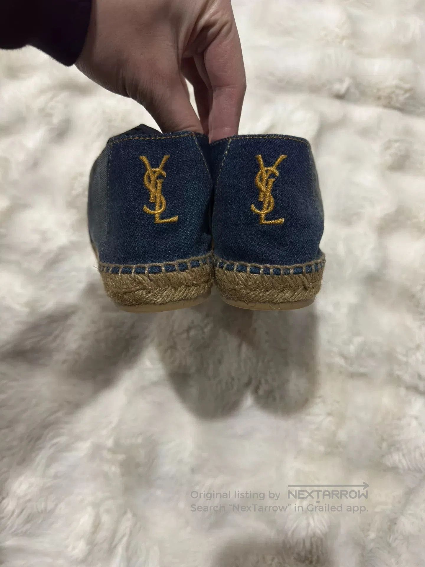 Saint Laurent Paris Saint Laurent SLP Men's Gold Logo Espadrilles. Size US 12 / EU 45 - 6 Thumbnail