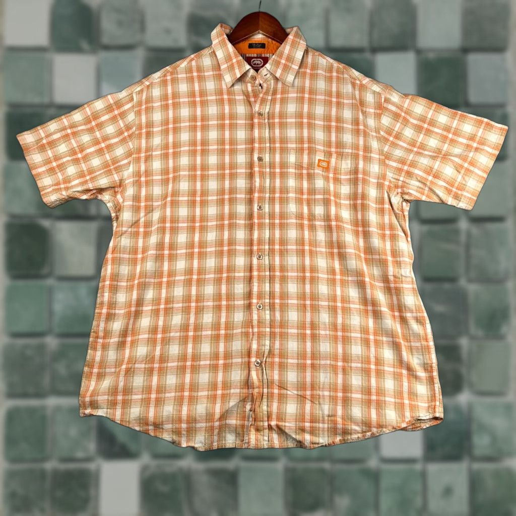 Ecko Unltd. Ecko Unltd Shirt XL Dwyer Orange Striped Button-Up Short Sleeve Mens Size US XL / EU 56 / 4 - 1 Thumbnail