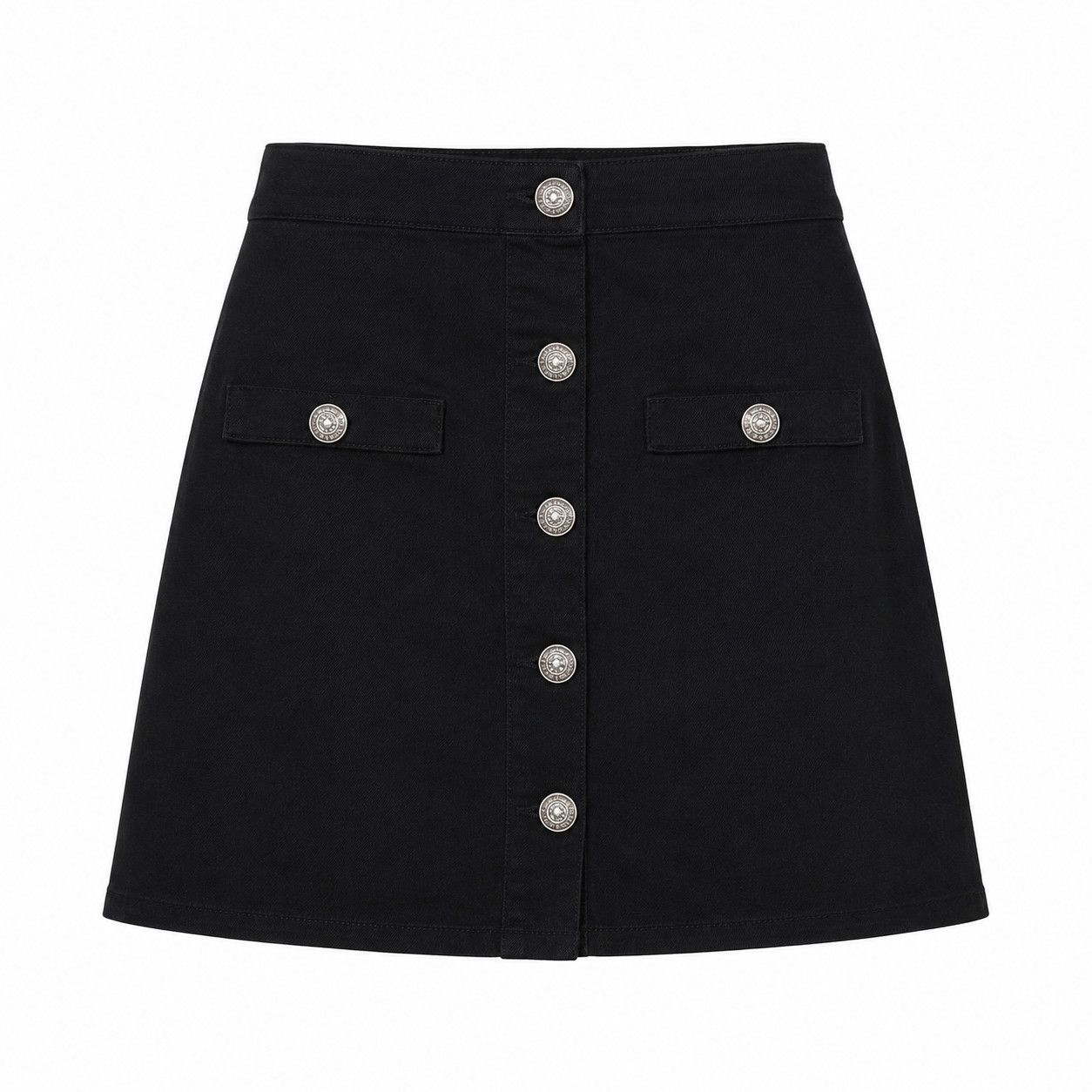 L'AGENCE L'AGENCE Kris Black Cotton Button Front Mini Skirt Size 26" / US 2 / IT 38 - 2 Thumbnail