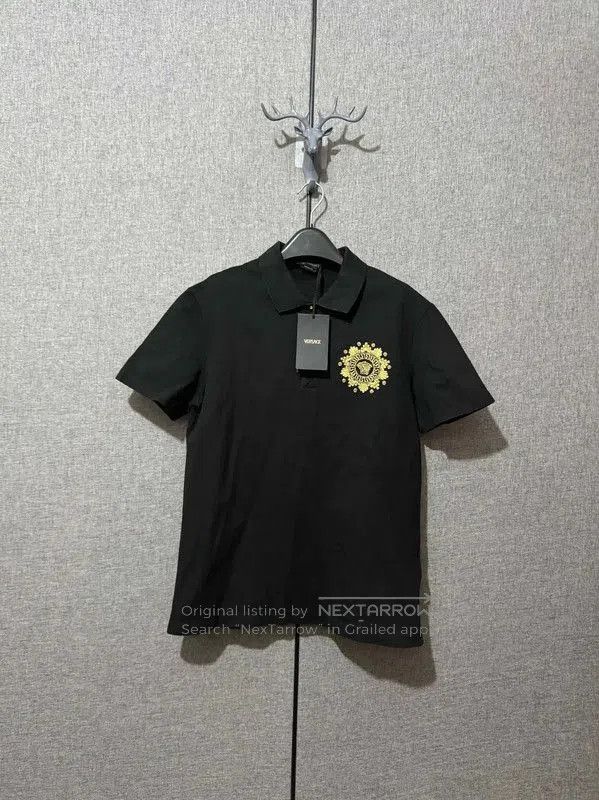 Versace Versace Black Cotton Embroidered Medusa Polo Shirt . Size US S / EU 44-46 / 1 - 1 Thumbnail