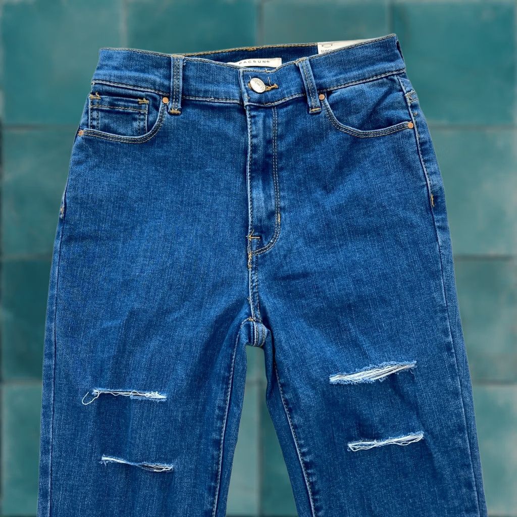 Pacsun PacSun Jeggings Women's 24 Blue Distressed Denim Stretch High Rise Skinny Jeans Size 42" / US 20 - 1 Thumbnail