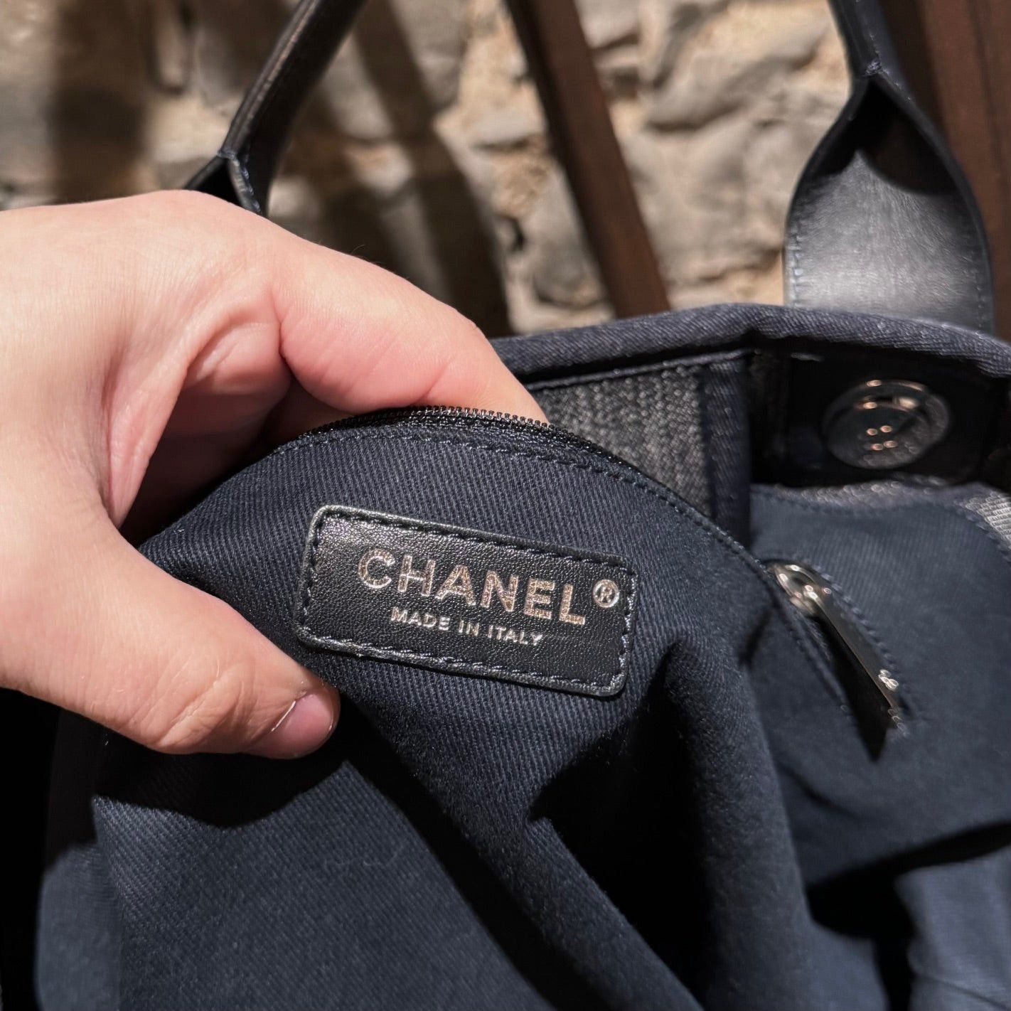 Chanel Chanel 2017 Dark Blue Denim Orange CC Large Deauville Bag Size ONE SIZE - 13 Thumbnail