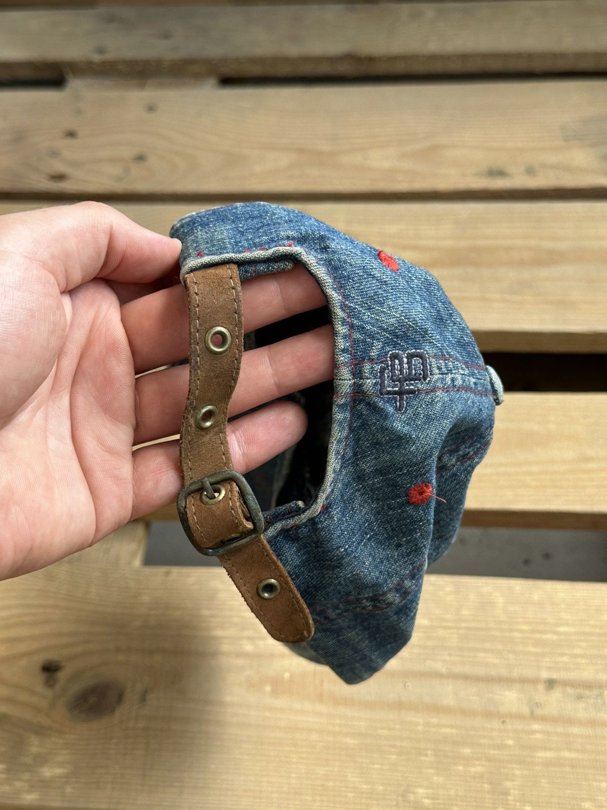 Guess Vintage Guess Blue Denim Leather Strap Cap Size ONE SIZE - 7 Thumbnail