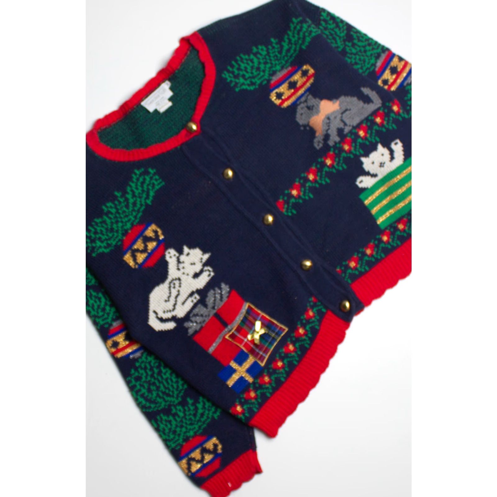 Vintage VINTAGE Sweater Loft Kittens Playing Ugly Christmas Cardigan Medium Womens Size M / US 6-8 / IT 42-44 - 2 Thumbnail