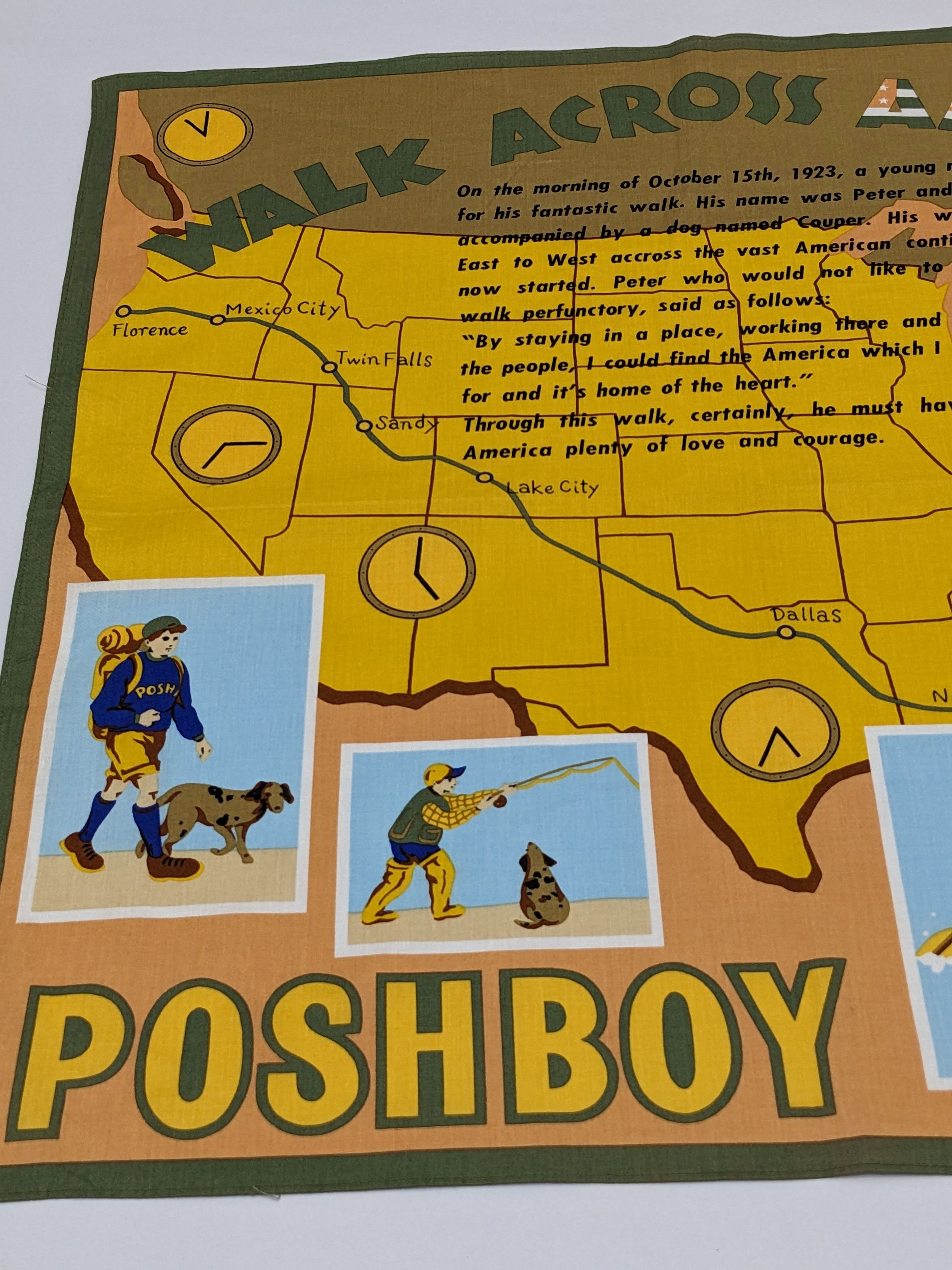 Other Vintage 80s Posh Boy "Walk Across America" Handkerchief Size ONE SIZE - 2 Thumbnail
