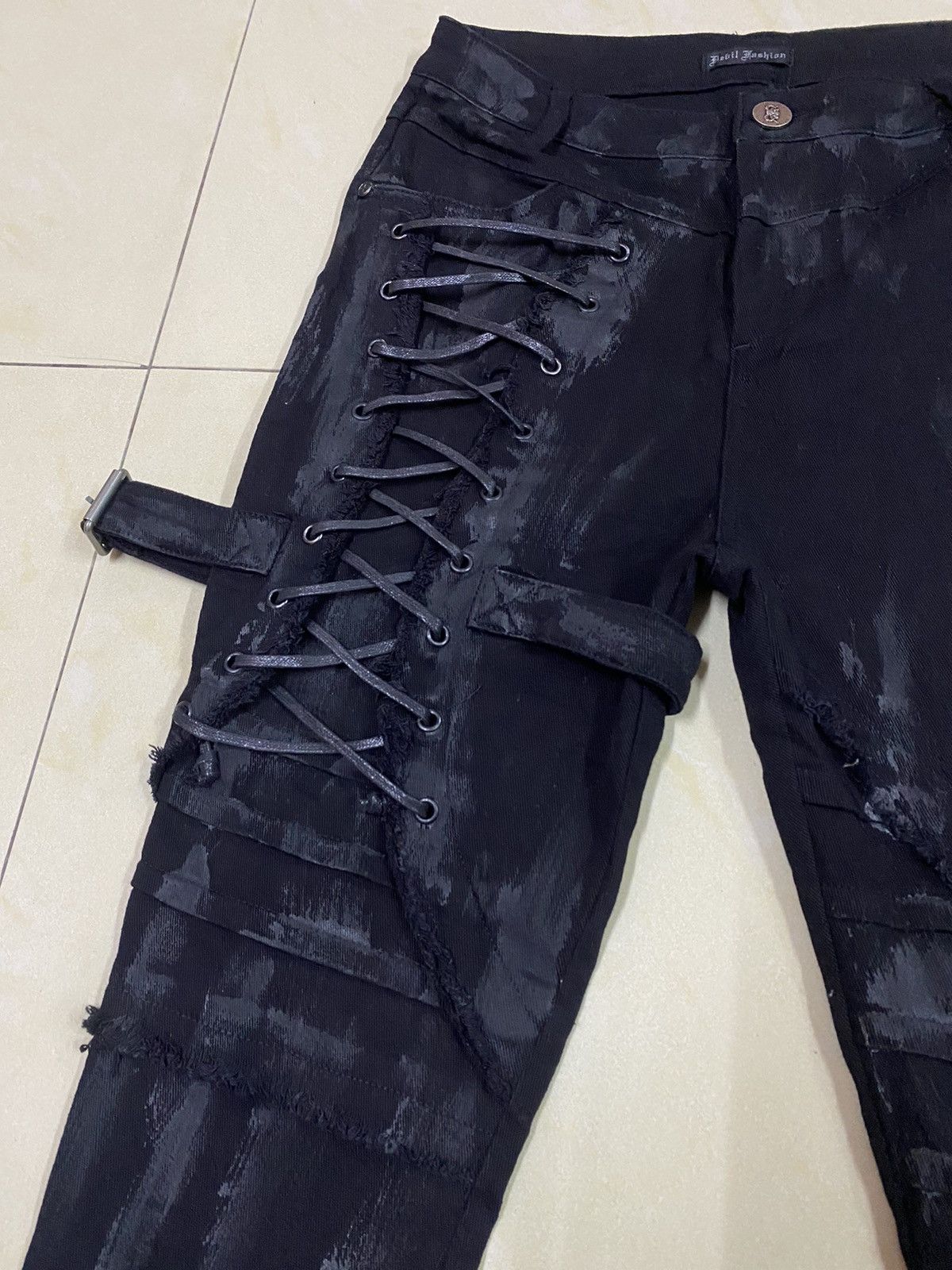 14th Addiction × Japanese Brand × Yasuyuki Ishii Punk🔥Devil Fashion Bondage Denim Size 28" / US 6 / IT 42 - 2 Thumbnail