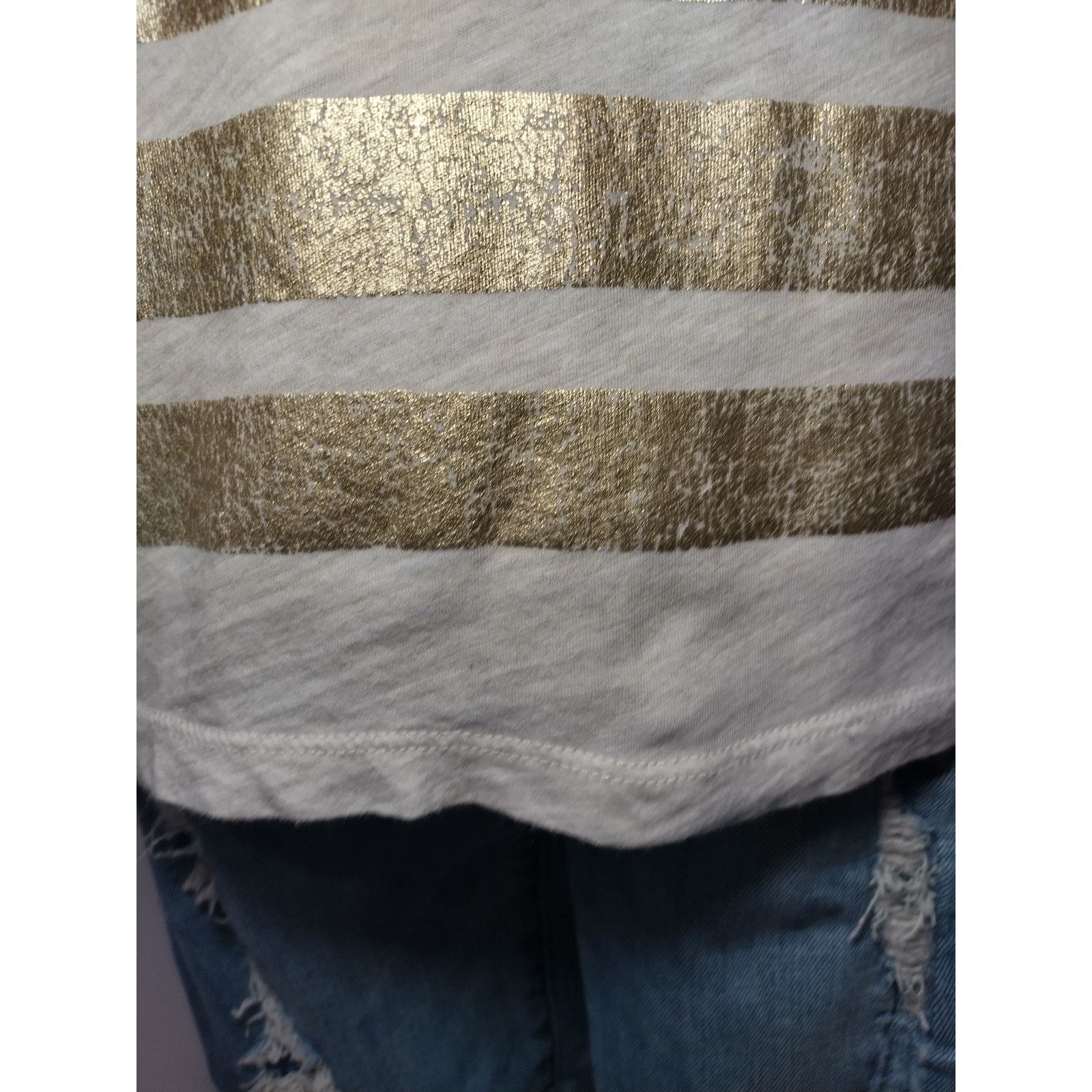 J.Crew J. Crew Womens Short Sleeve T-Shirt Gold Striped Tee White Size M / US 6-8 / IT 42-44 - 8 Thumbnail
