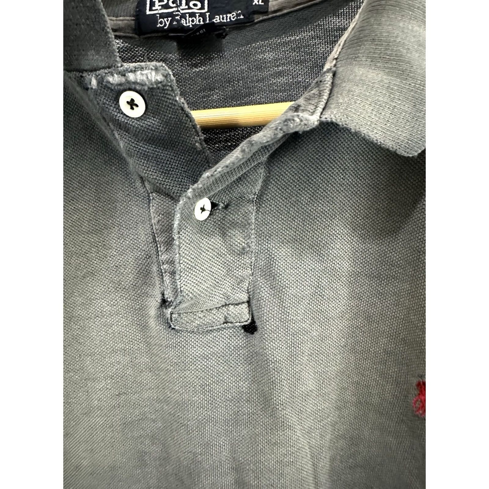 Polo Ralph Lauren VTG 90s Polo Ralph Lauren Gradient Sun Faded Pony Thrashed Worn Cotton Shirt XL Black Polo Shirt Mens Size US XL / EU 56 / 4 - 7 Thumbnail