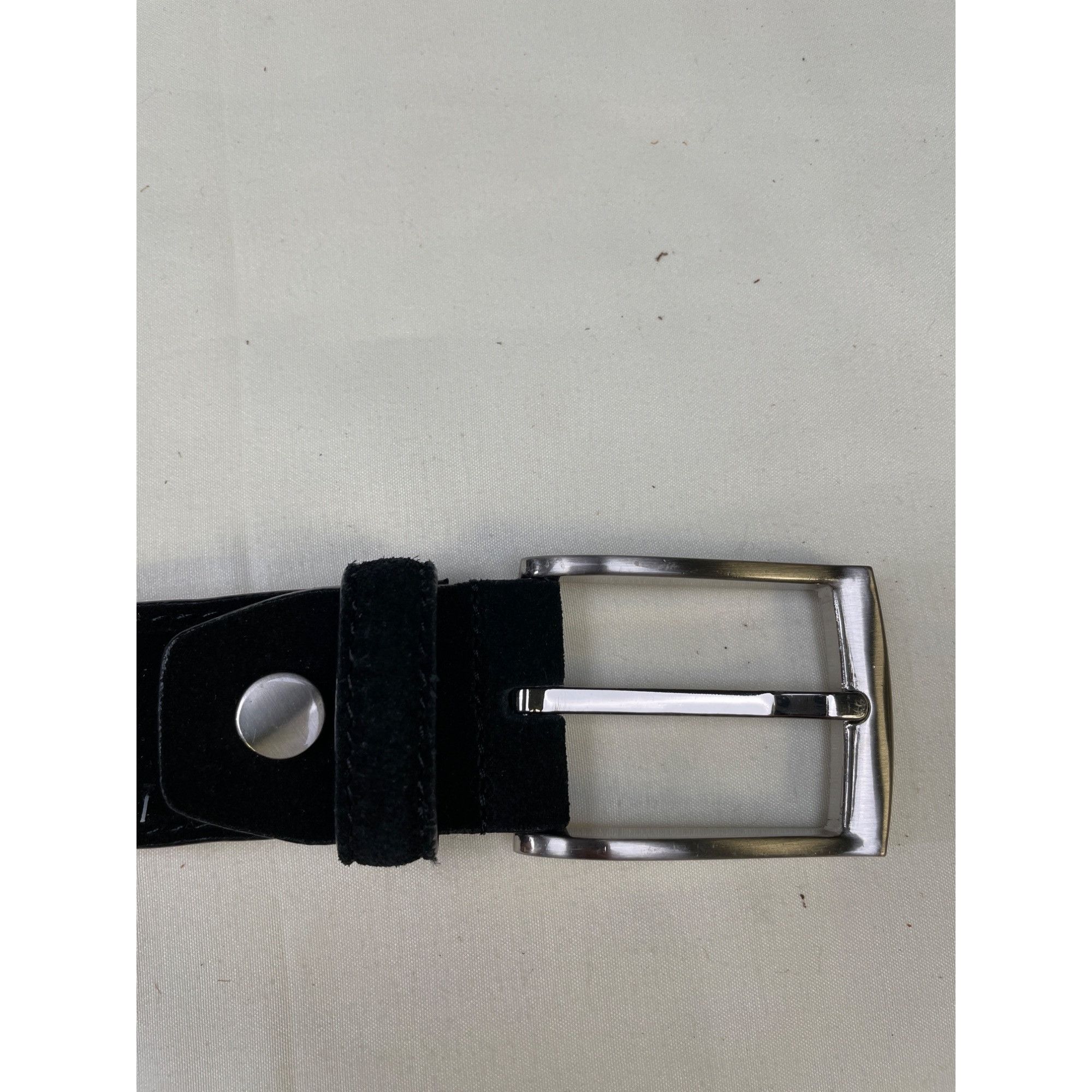 Other Ground Mind Men's Black Suede Leather Belt Silver Buckle Siz Size 32 - 2 Thumbnail