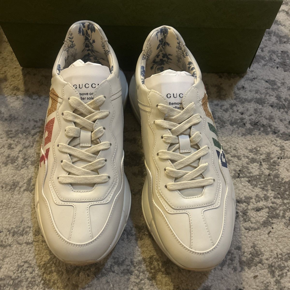 Gucci Gucci Logo Rhyton Glitter Sneaker size 41.5 Size US 11.5 / IT 41.5 - 3 Thumbnail