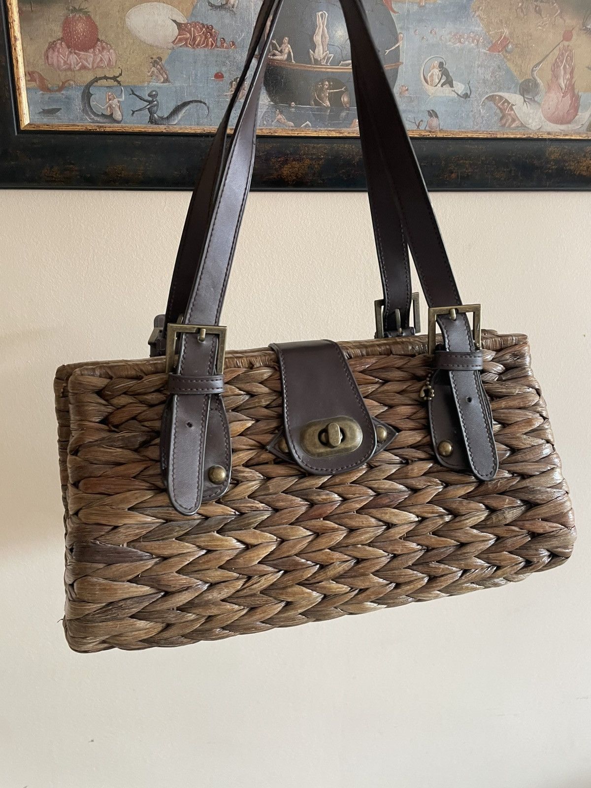 Vintage Vintage 70s / 80s rattan / bamboo basket bag handbag Size ONE SIZE - 8 Thumbnail