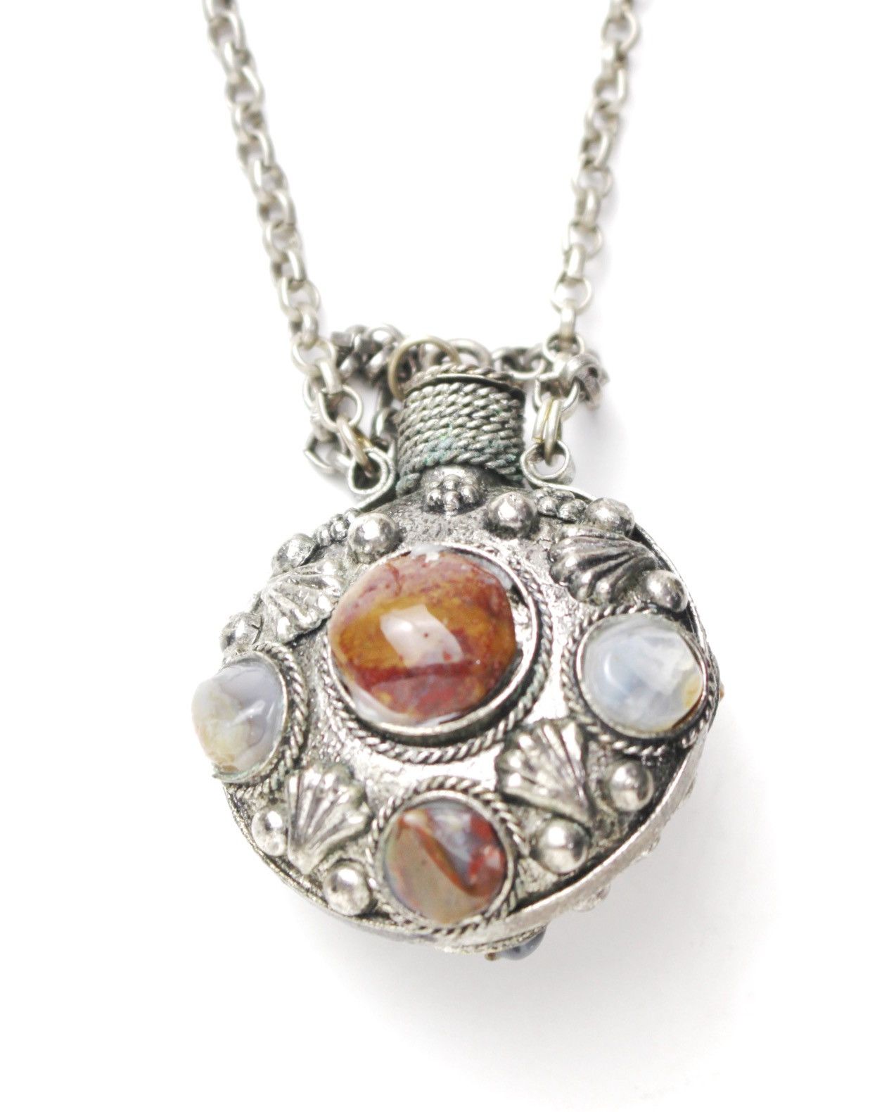 Vintage 1970S BOHEMIAN ORNATE PERFUME PENDANT NECKLACE WITH STONES Size ONE SIZE - 6 Thumbnail