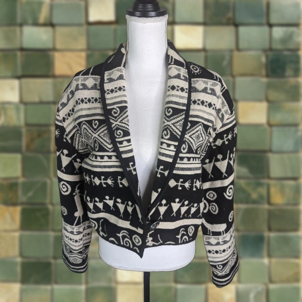 Vintage VINTAGE Flashback Jacket Southwestern Boho Tapestry Cardigan Cotton Size M Womens Short Sleeve Button Closure Size M / US 6-8 / IT 42-44 - 1 Thumbnail