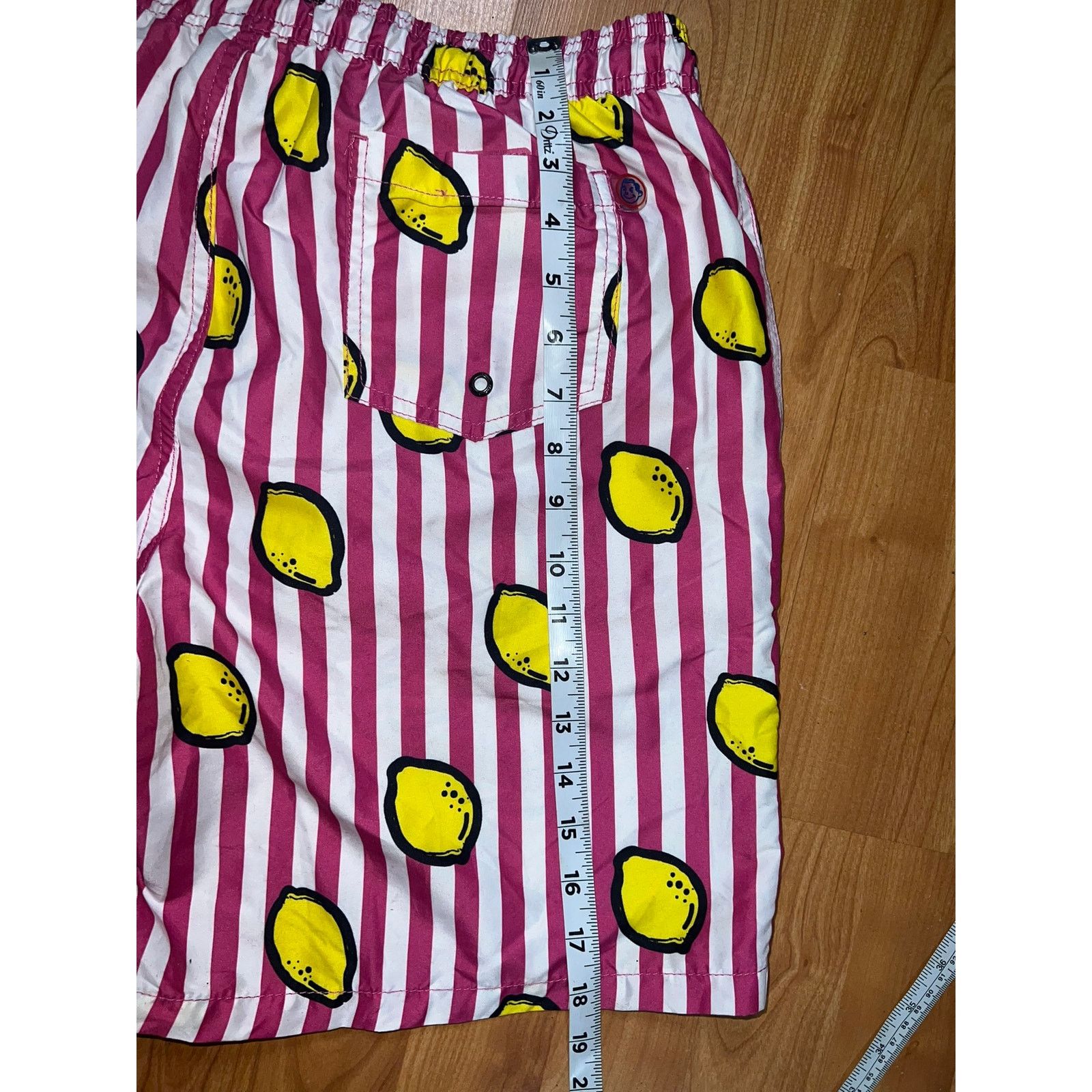 Vintage Mr Swim Lemon Swim Shorts Trunks Lemons Pink Fruit XL Size US 36 / EU 52 - 10 Thumbnail