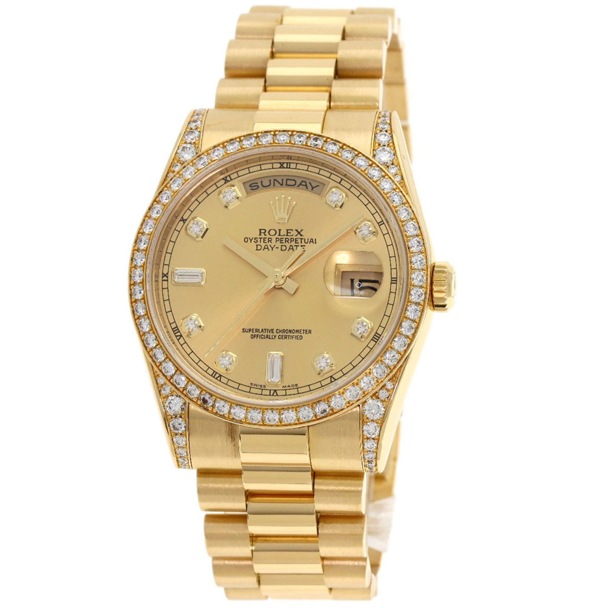 Rolex Rolex 118388A Day Date 10P Diamond Watch K18 Yellow Gold K18YG Men's ROLEX Size ONE SIZE - 1 Thumbnail