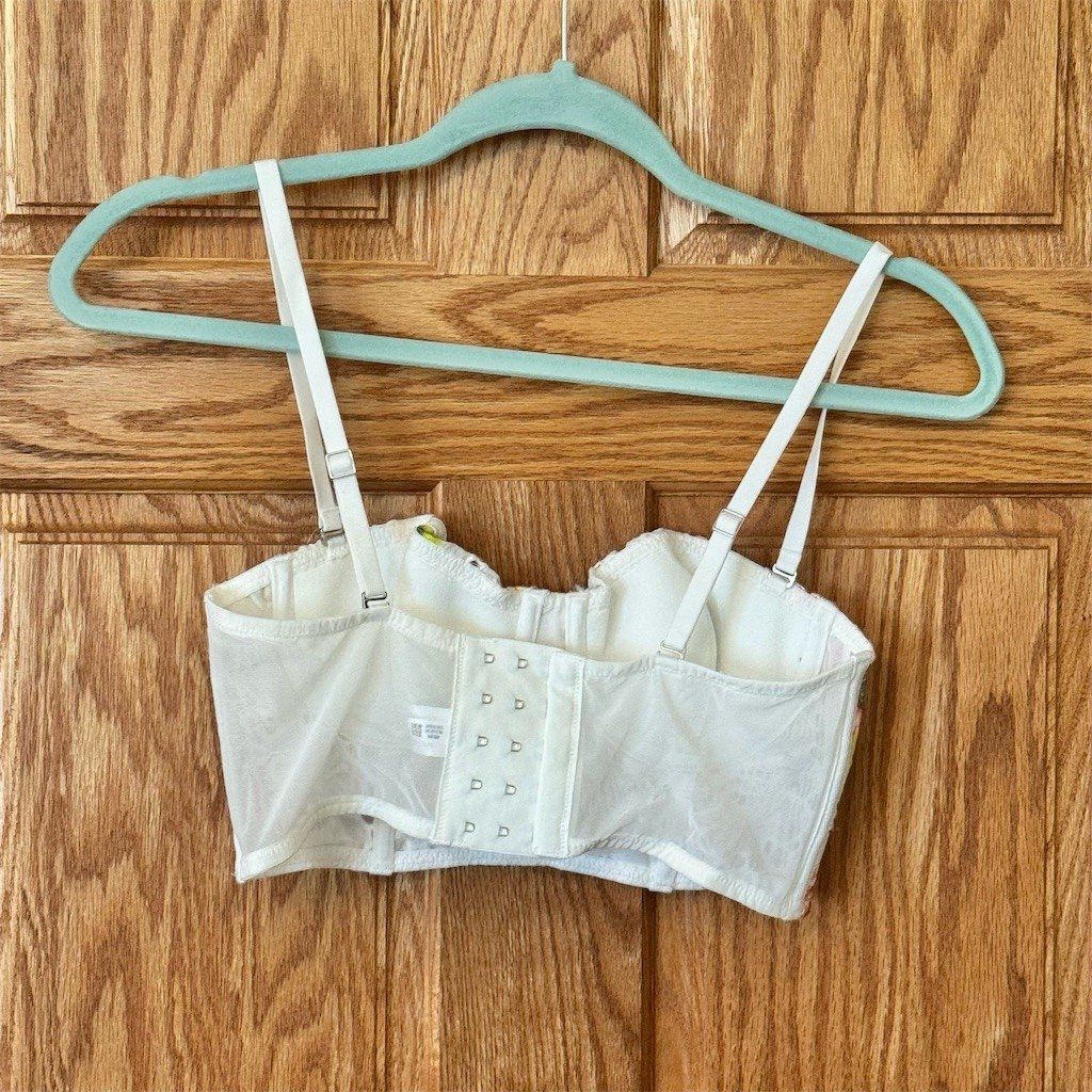 Other Aerie Real Good Bra Womens 34B White Multicolor Floral Lace Size ONE SIZE - 2 Thumbnail