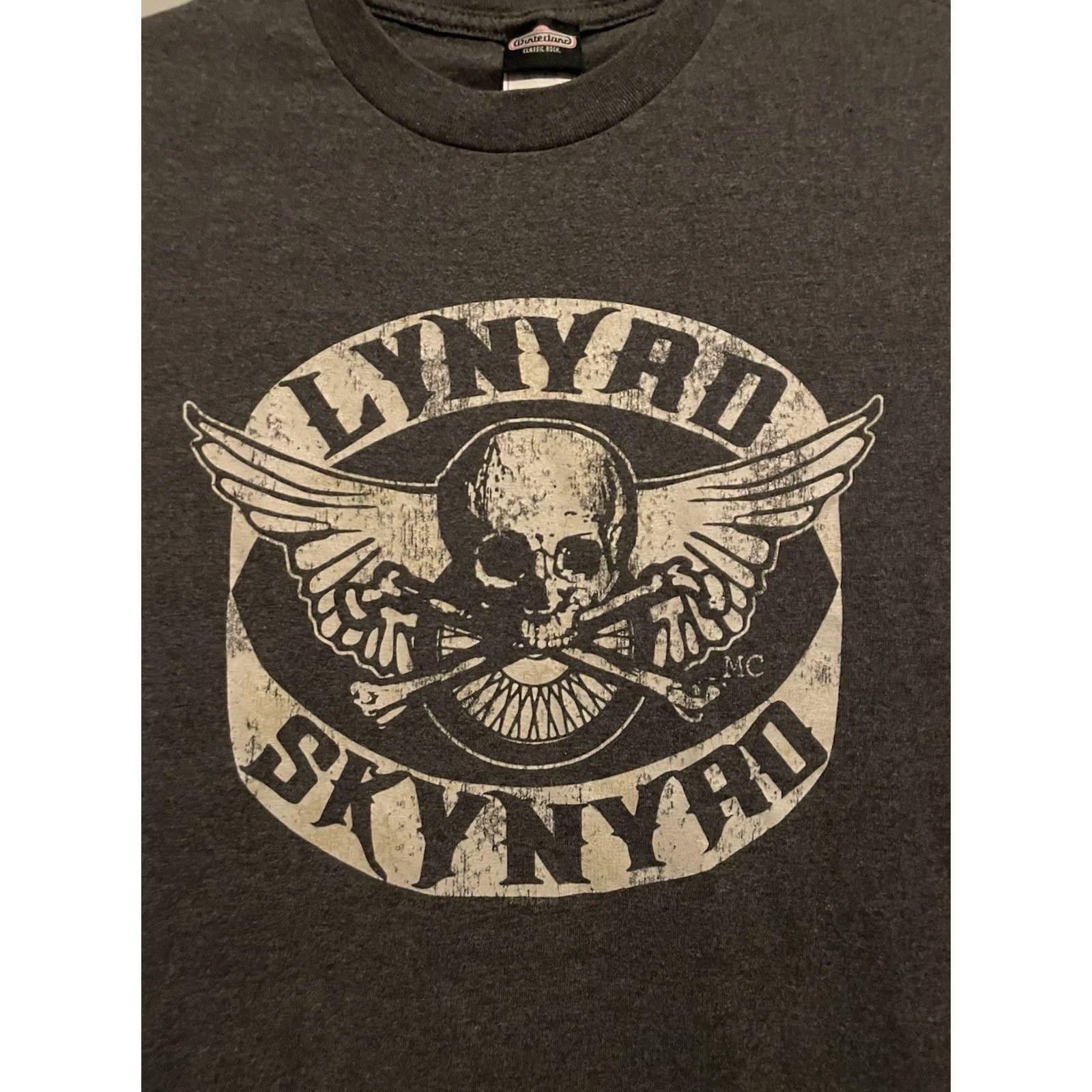 Vintage VINTAGE Lynyrd Skynyrd Shirt XL Mens Gray Short Sleeve Skull Old Glory Winged Skull T-Shirt Size US XL / EU 56 / 4 - 2 Thumbnail