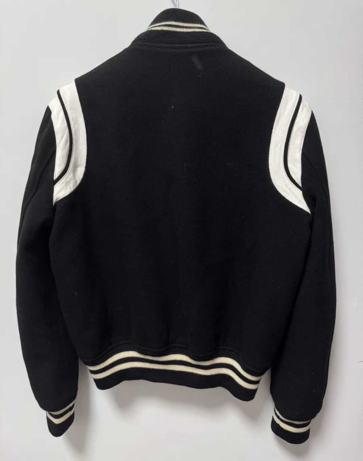 Saint Laurent Paris Saint Laurent (SLP) 15FW Leather-Paneled Varsity Jacket Size US S / EU 44-46 / 1 - 2 Thumbnail
