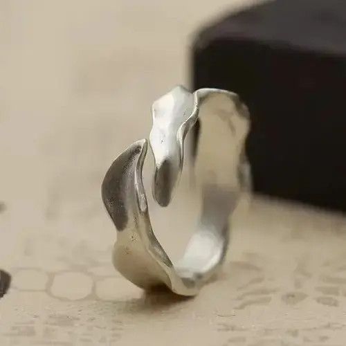 Jewelry Wavy Adjustable S990 Sterling Silver Ring, Men's