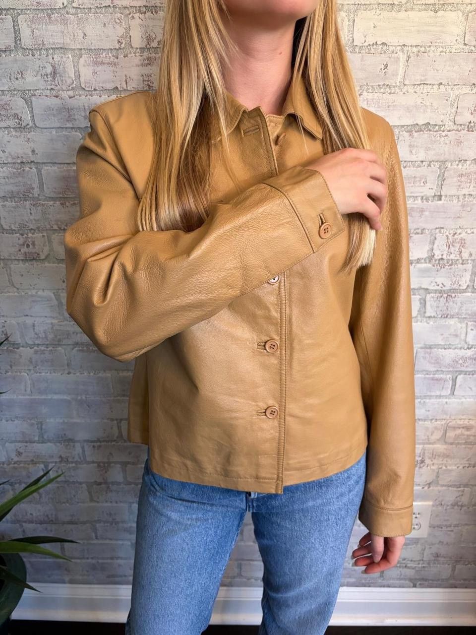 Other Vintage Tan Leather Jacket Size L / US 10 / IT 46 - 4 Thumbnail