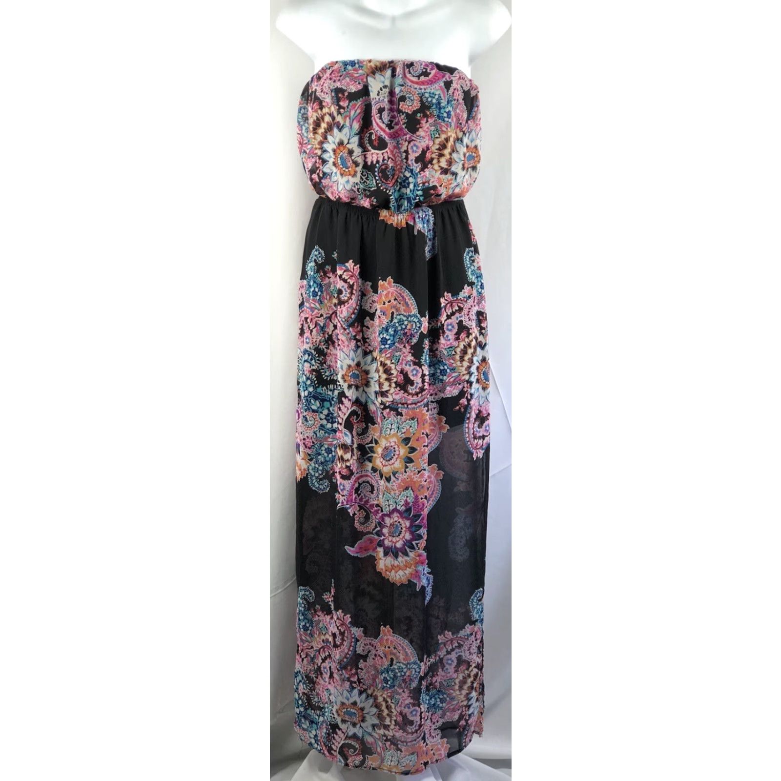 Express VINTAGE Express Maxi Dress Shirt XS Pink/Blk Floral Blouson 90's Boho Hippie Chiffon Halter Strappy Sleeve Summer Size XS / US 0-2 / IT 36-38 - 5 Thumbnail