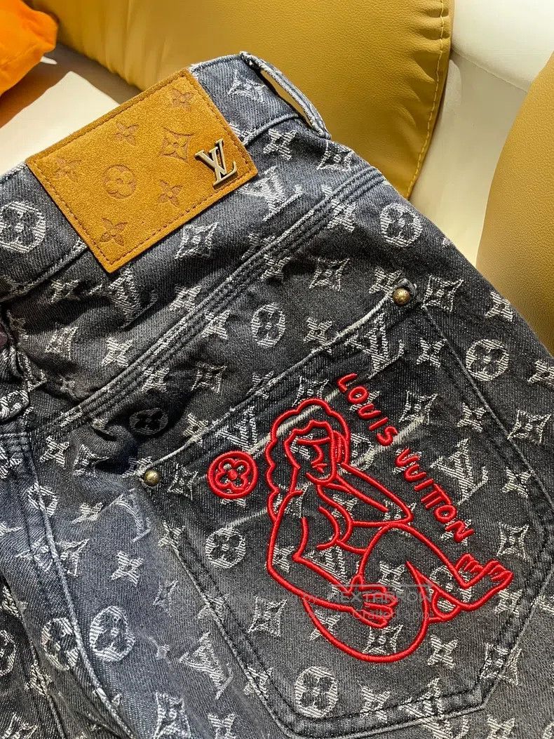 Louis Vuitton Louis Vuitton Little red man full logo embroidered jeans Size US 34 / EU 50 - 5 Thumbnail