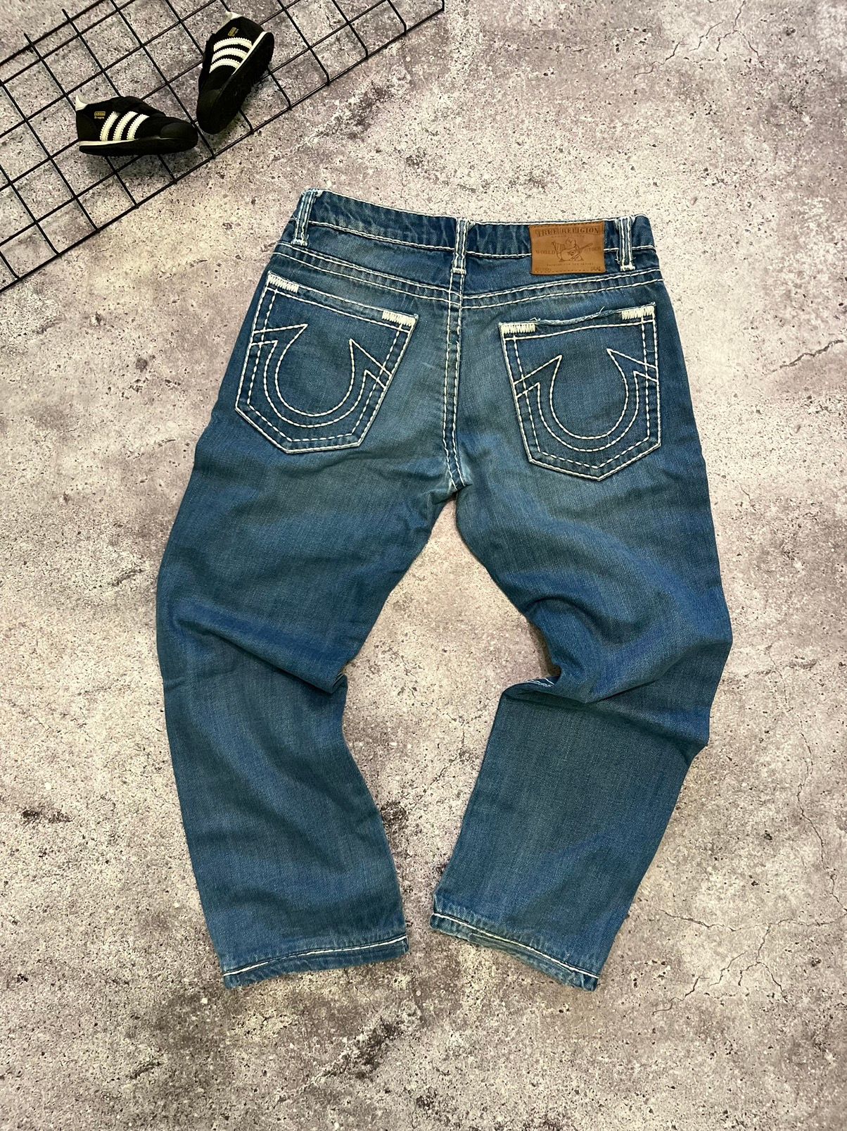Pre-owned Made In Usa X True Religion Crazy Vintage Y2k True Religion Distress Jeans Pants In Blue